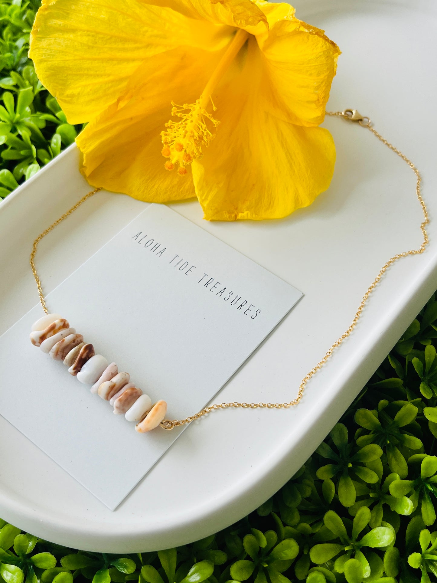 14K GF Dainty Puka Sand-Bar Necklace 16”