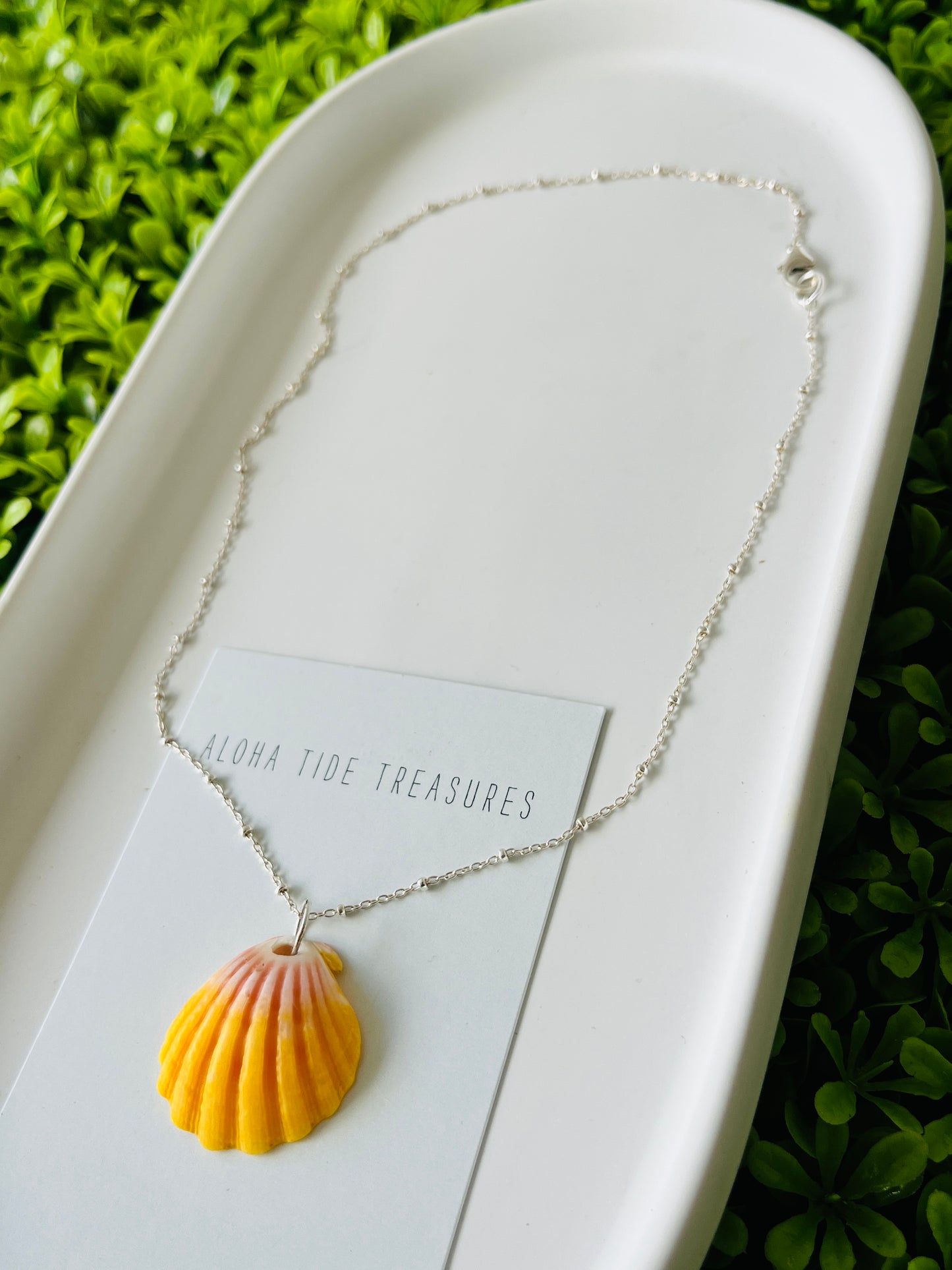 Sterling Silver Sunrise Shell Necklace 16”