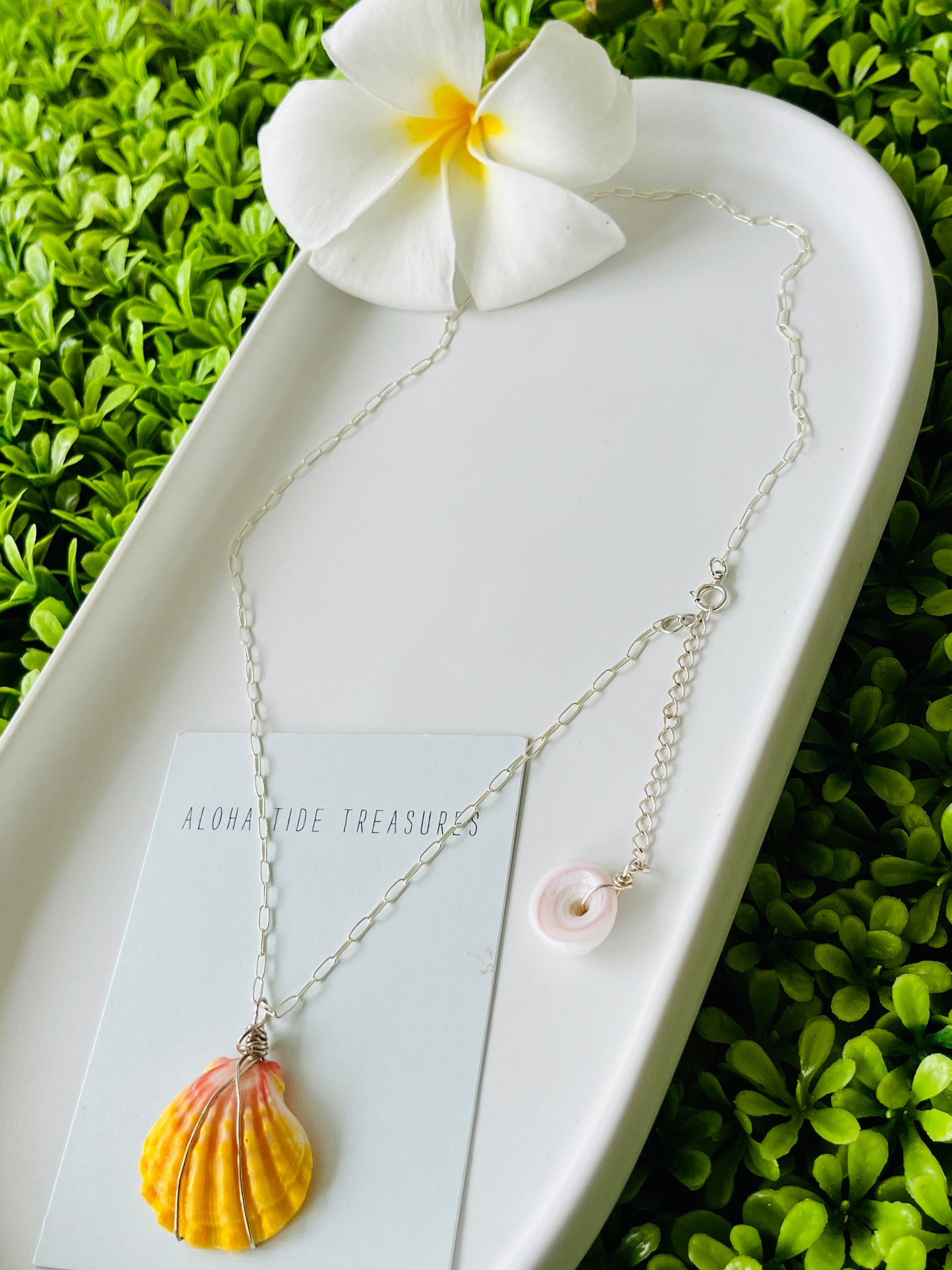Sterling Silver Sunrise Shell Necklace 18”