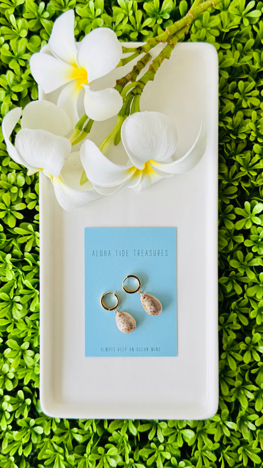 14K GP Cowrie Huggie Earrings
