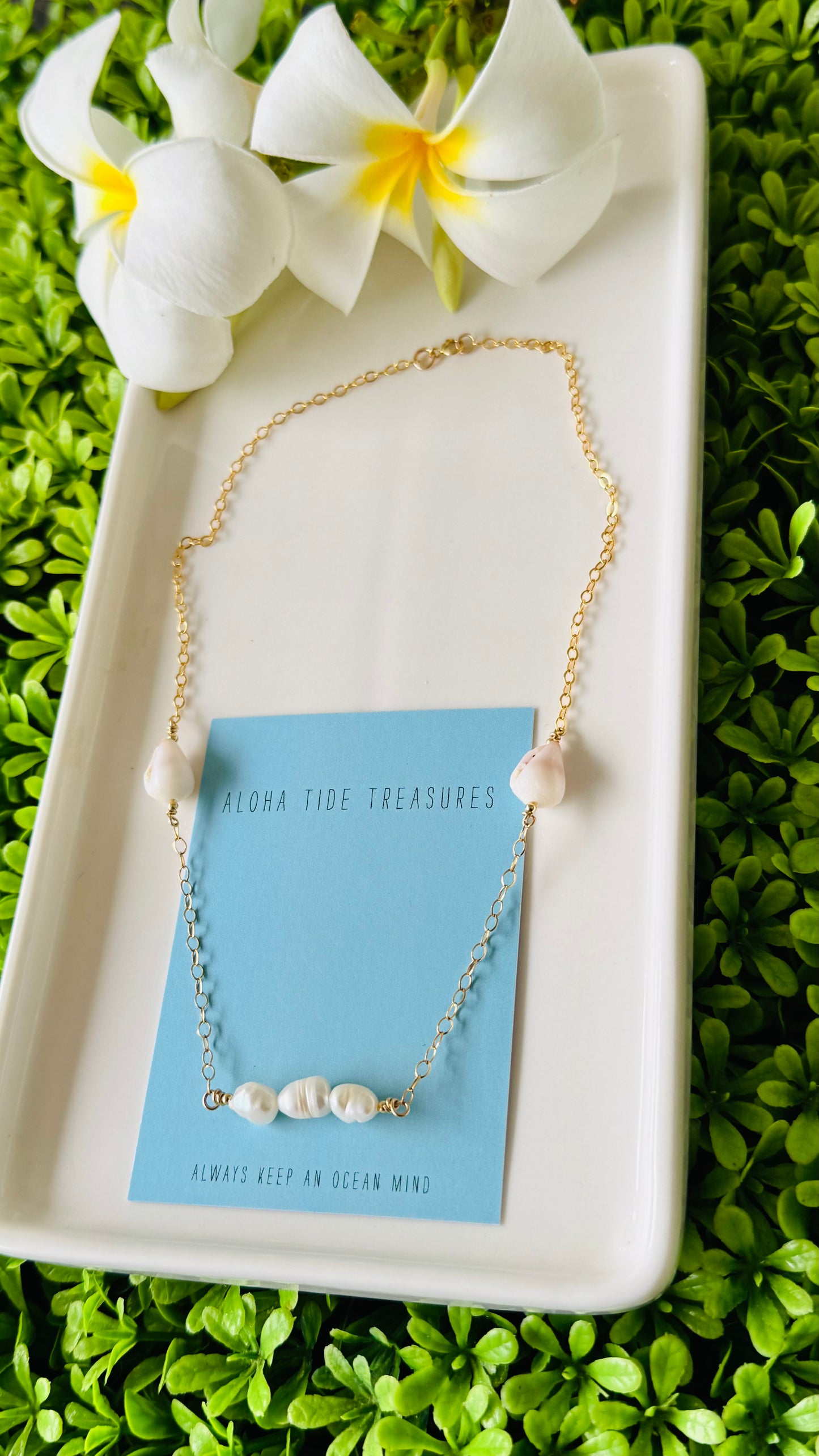 14K GF Cone/Pearl Necklace 16”
