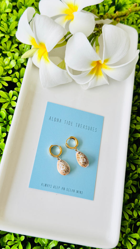 14K GP Cowrie Huggie Earrings