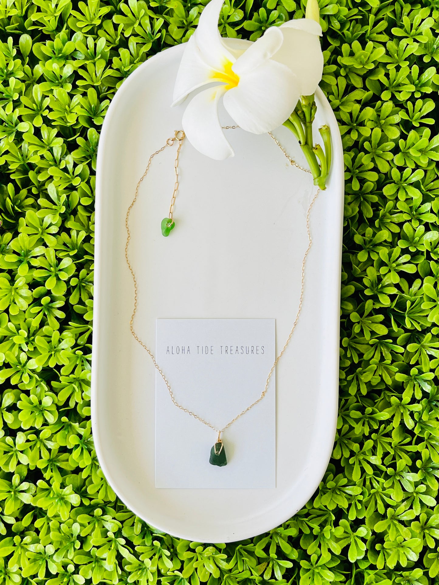 14K GF Green Seaglass Necklace 17” - Stephanie