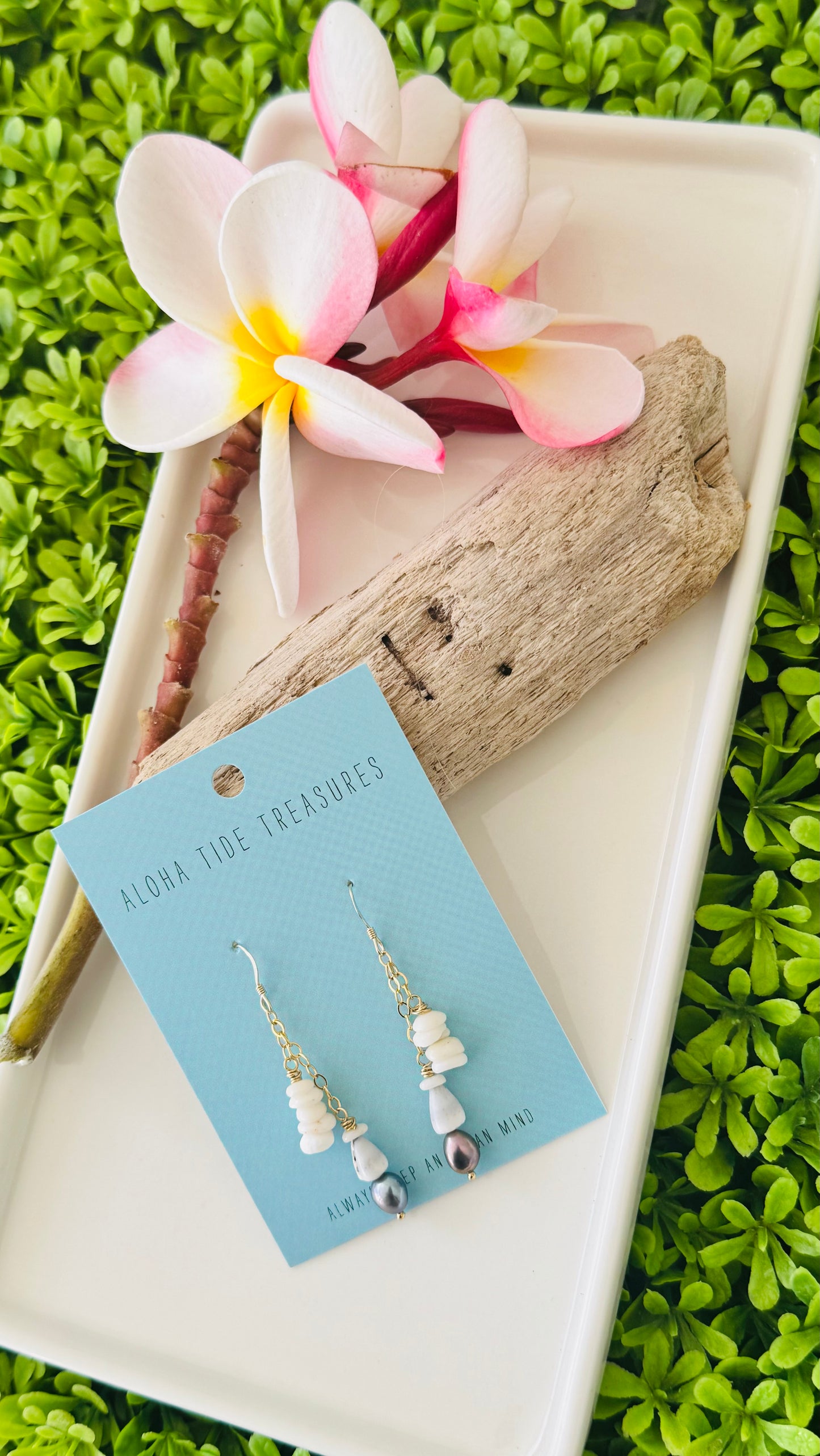 14K GF Puka/Pearl Dangle Earrings