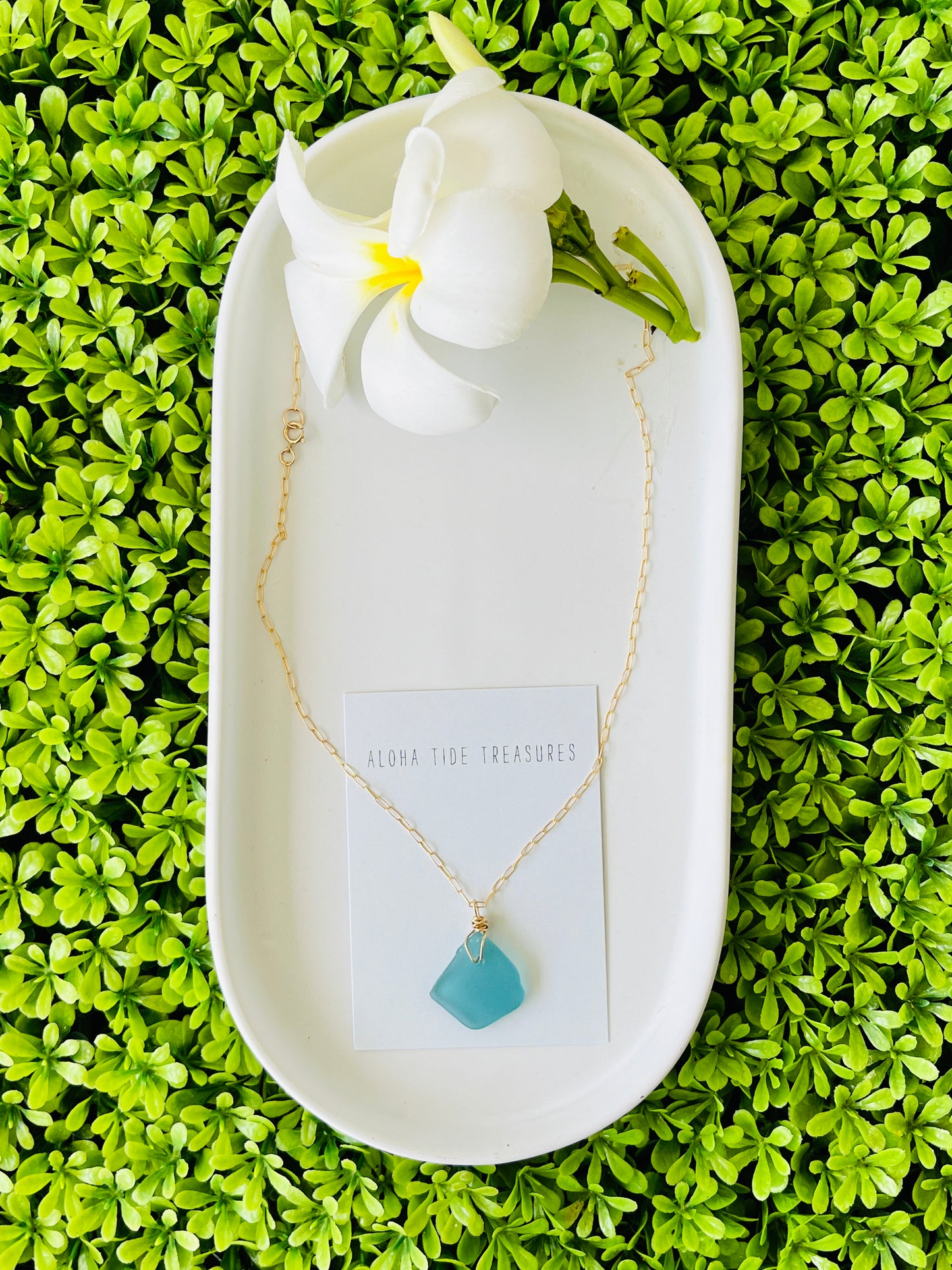 14K GF Blue Seaglass Necklace 18” - Stephanie