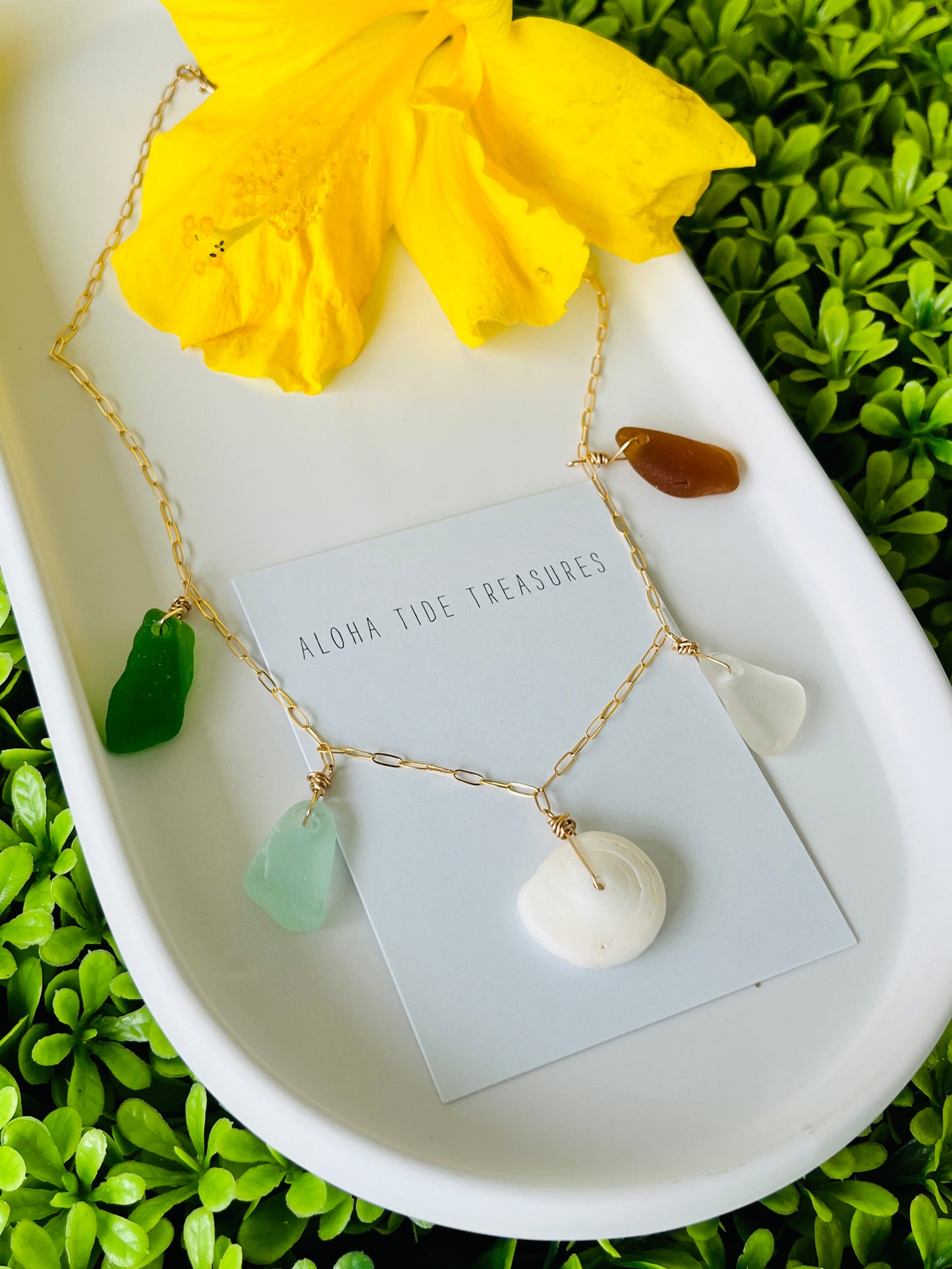 14K GF Dangle Necklace Seaglass