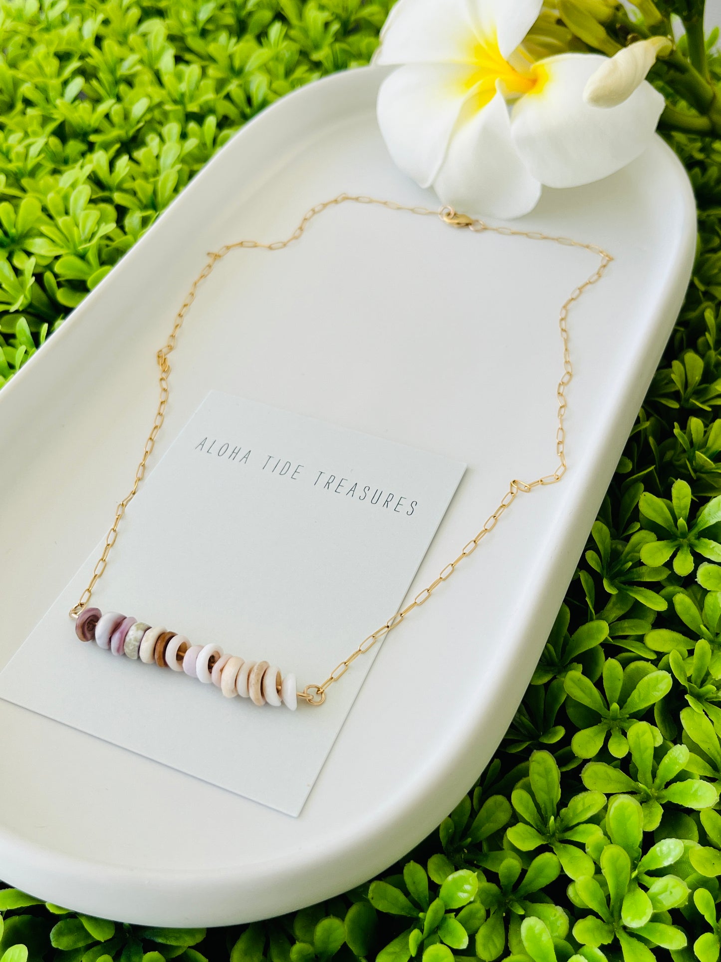 14K GF Dainty Puka Sand-Bar Necklace 16”