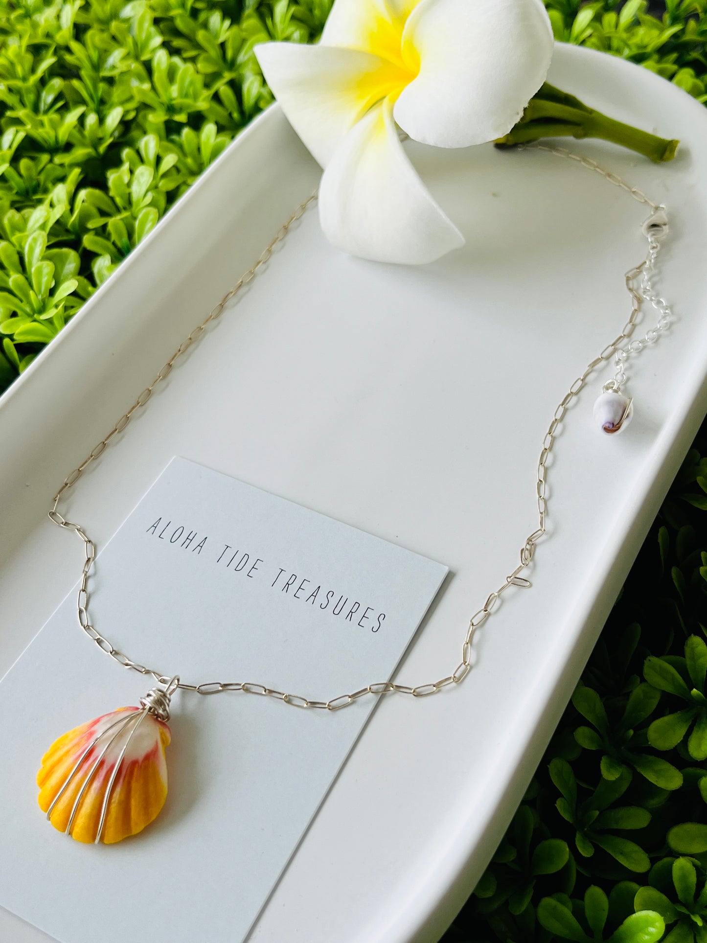 Sterling Silver Sunrise Shell Necklace 18”