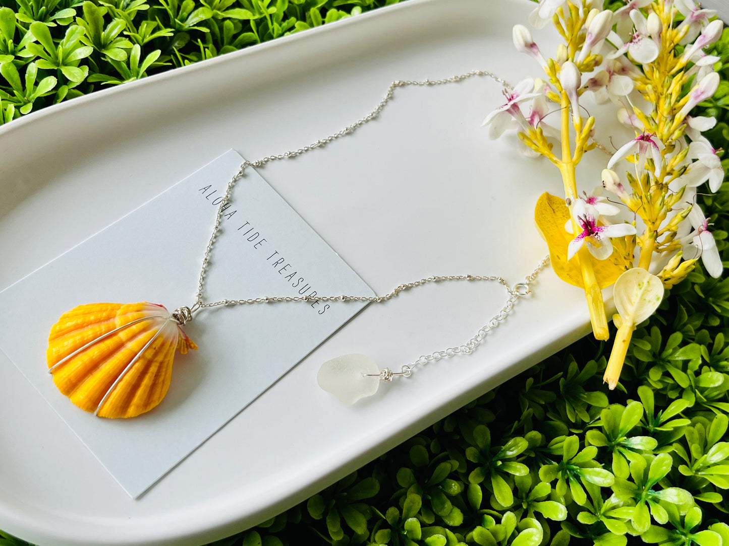 Sterling Silver Large Sunrise Shell Necklace 16”