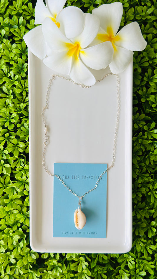 Sterling Silver Cowrie Shell Necklace 17” - Michelle