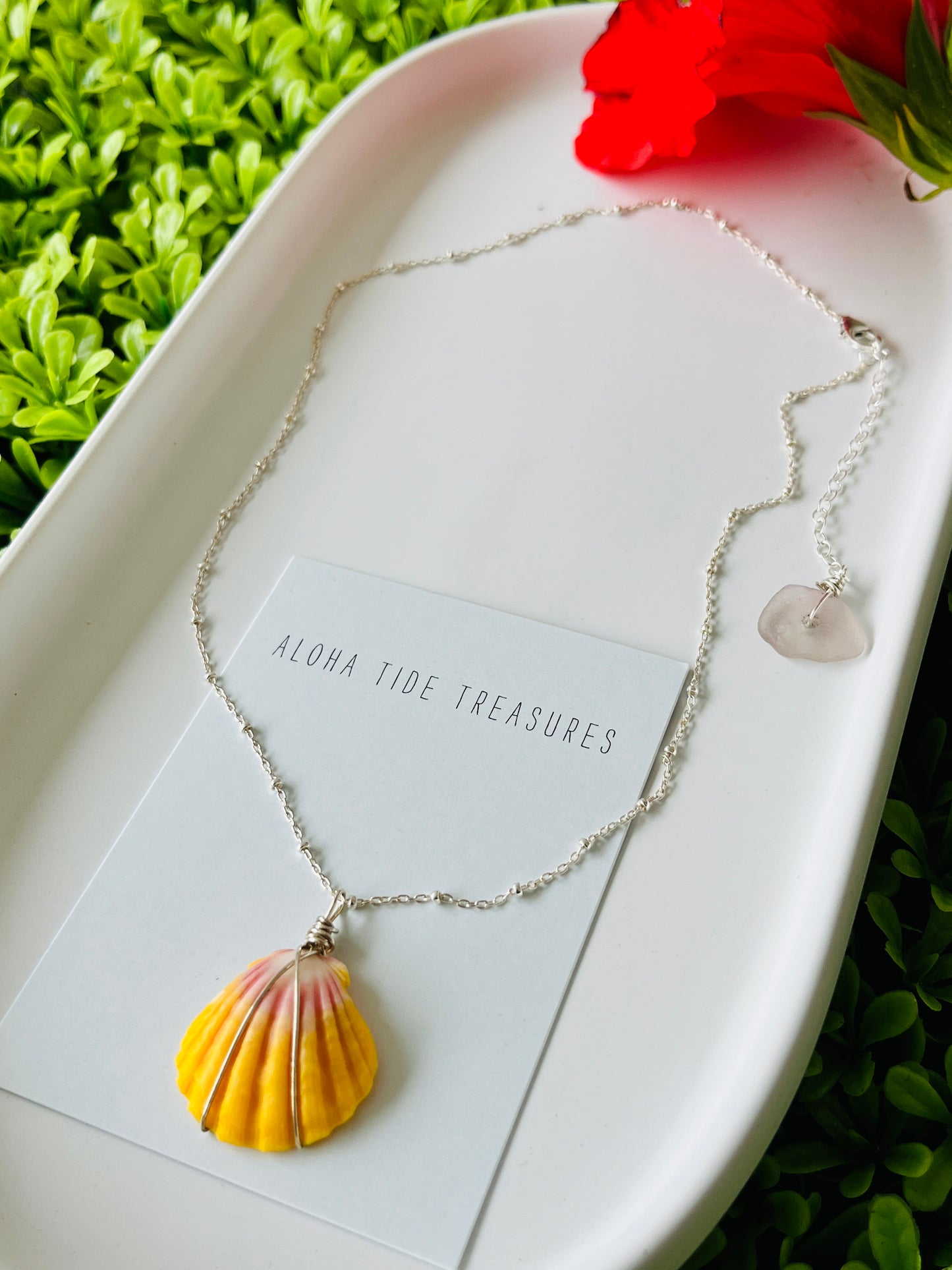 Sterling Silver Sunrise Shell Necklace 16”