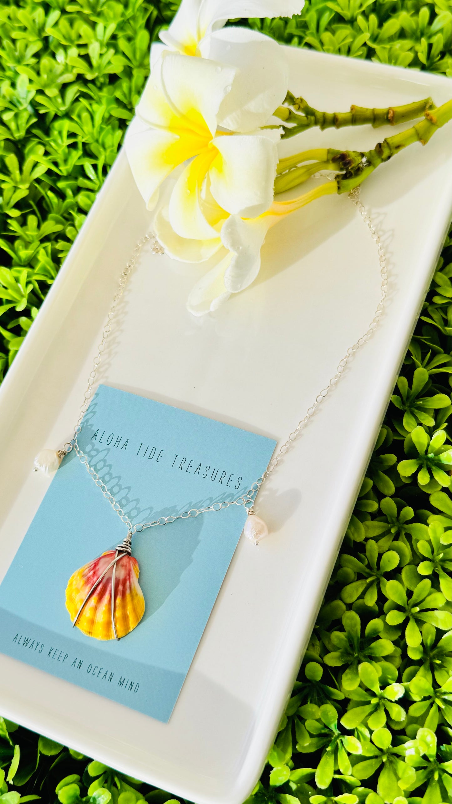 Sterling Silver Sunrise Shell Necklace 16”