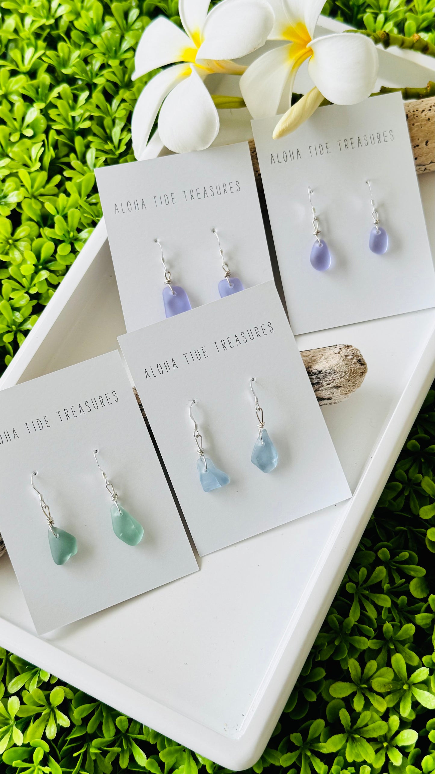 Sterling Silver Seaglass Earrings - Susan