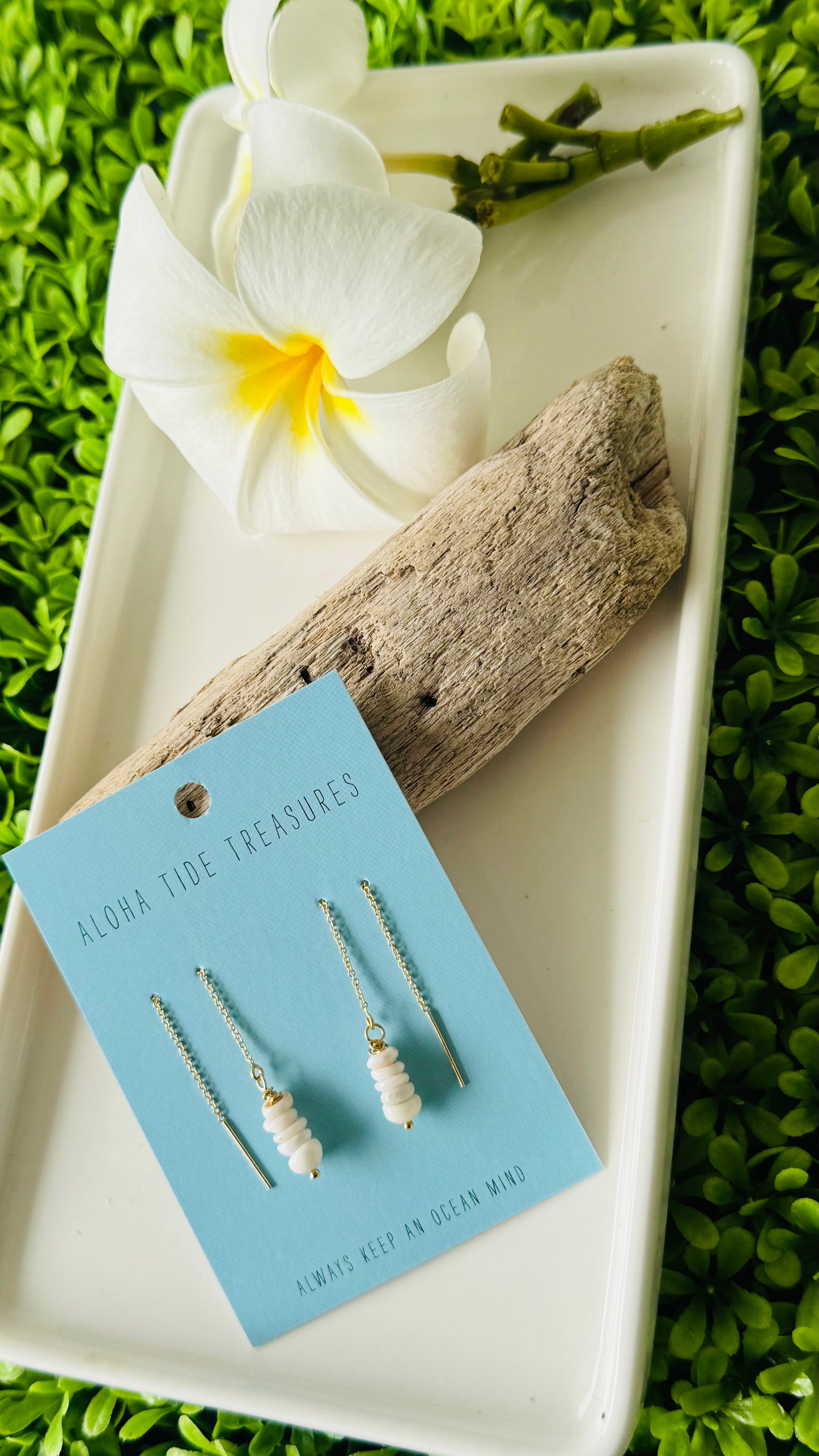 14K GF Puka Shell Threader Earrings