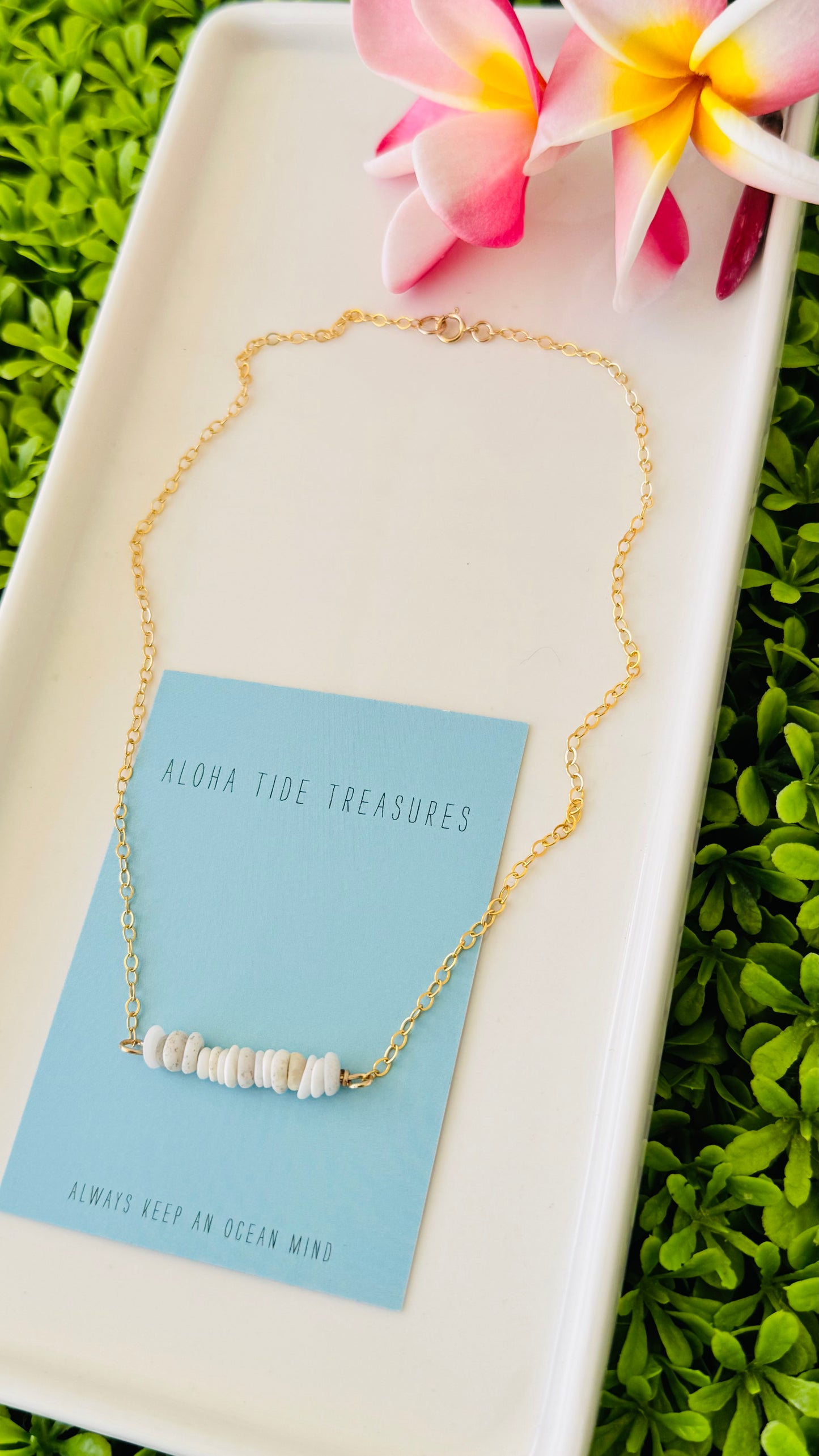 14K GF Dainty Puka Sand-Bar Necklace 16”