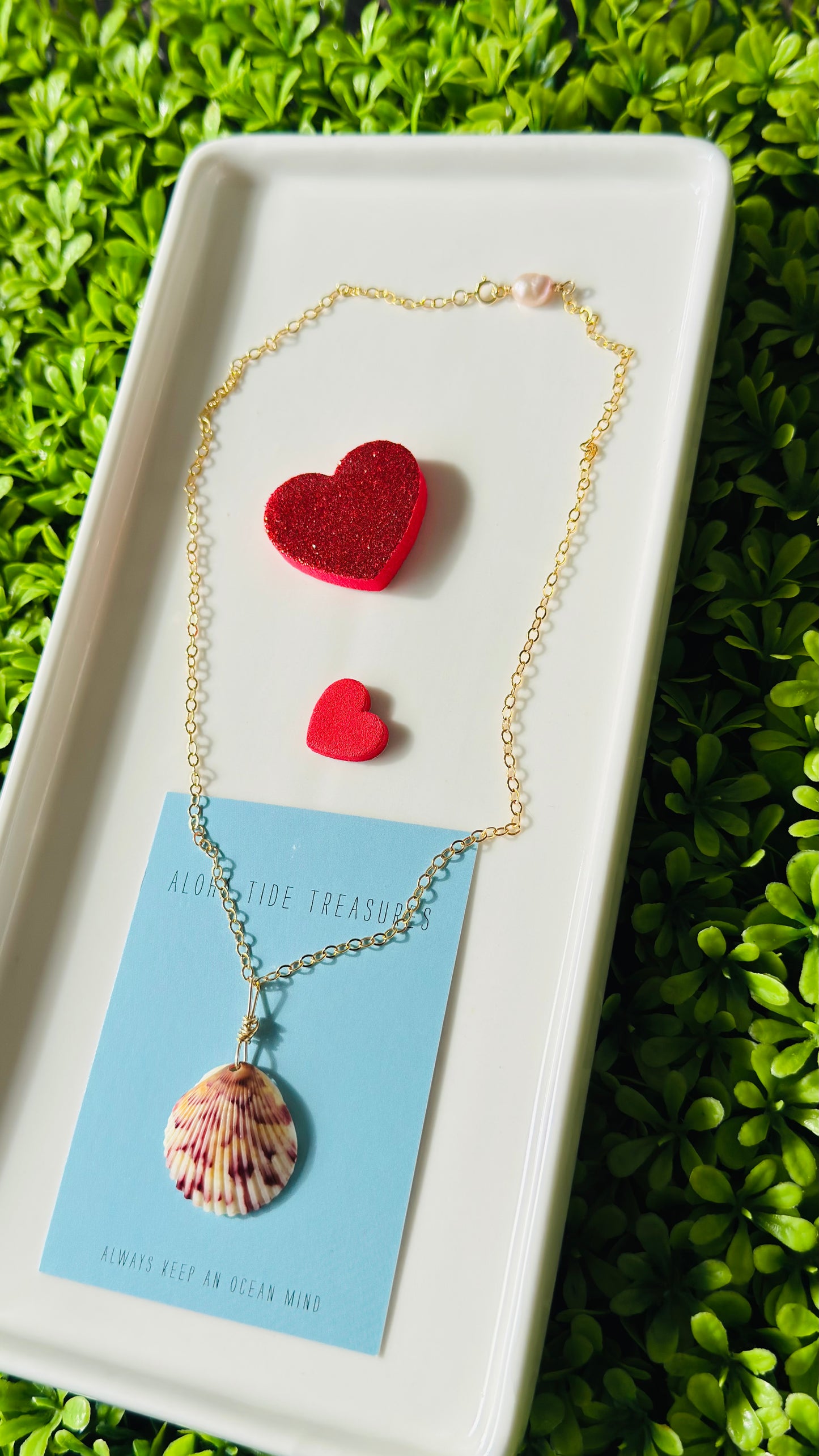 14K GF Calico Shell Necklace 16” Valentines