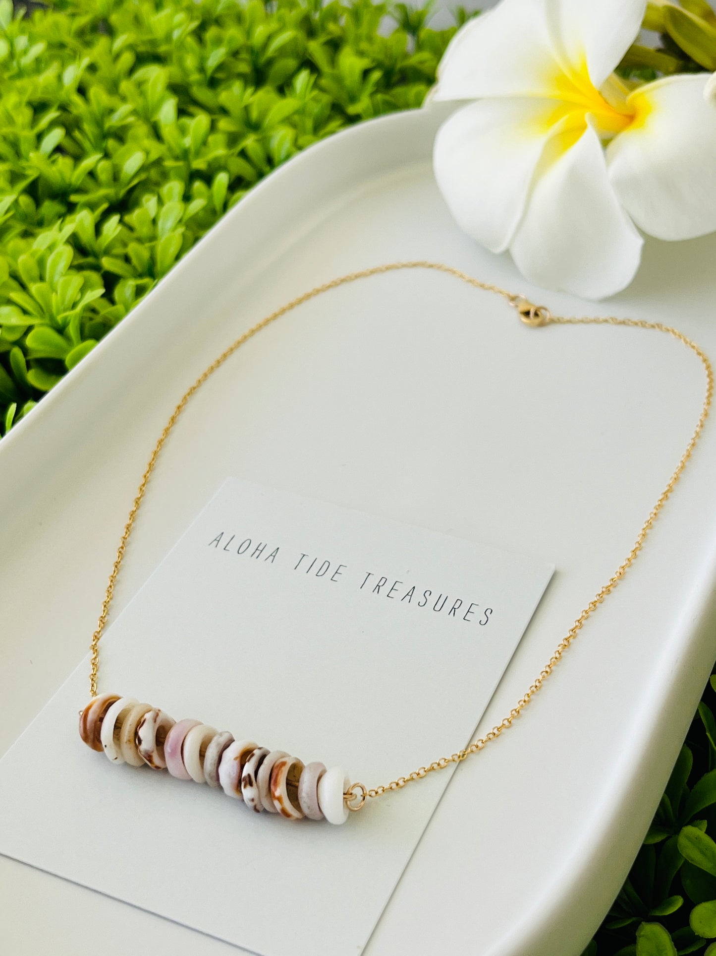 14K GF Dainty Puka Sand-Bar Necklace 16”