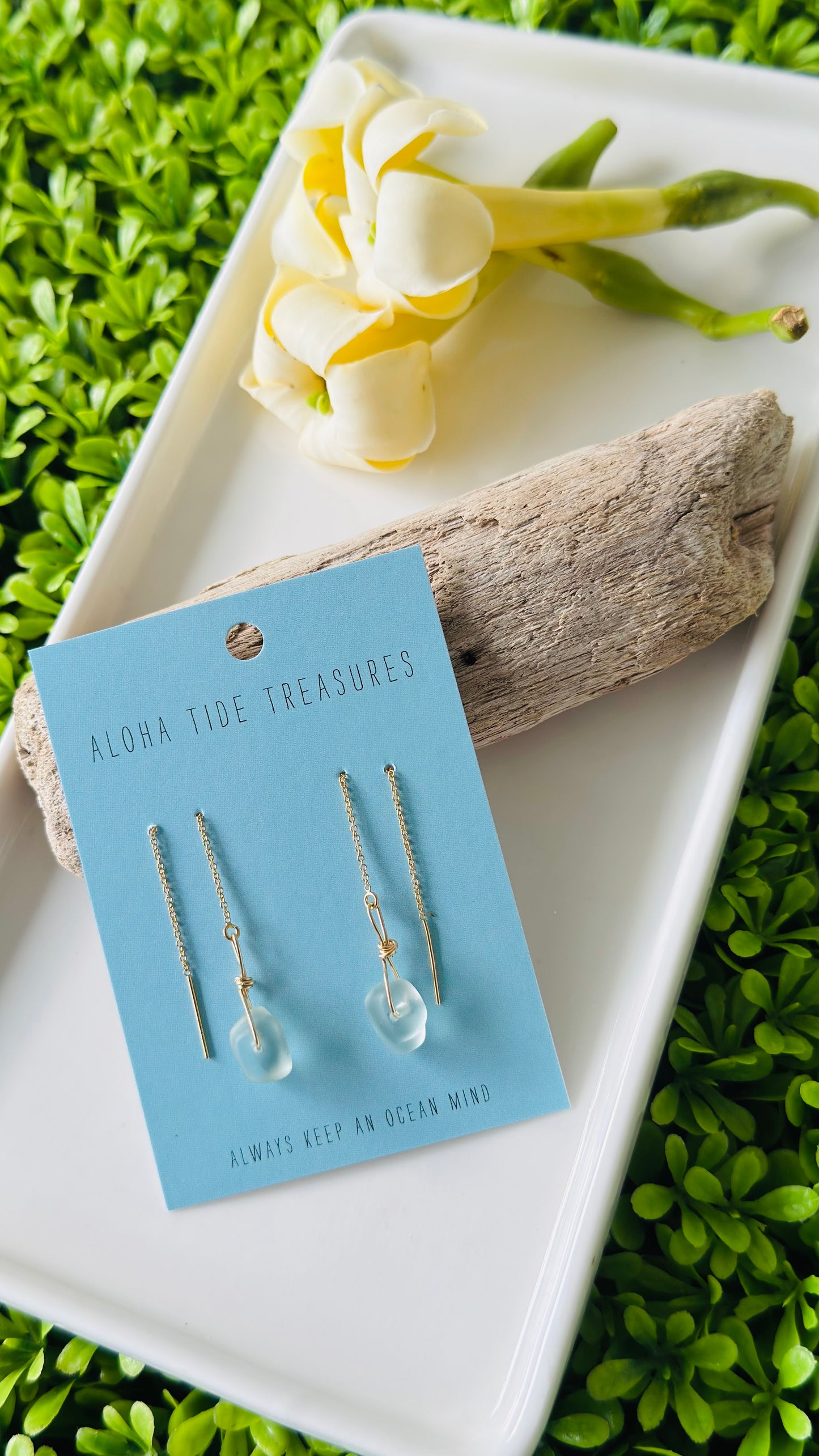 14K GF Seaglass Threader Earrings