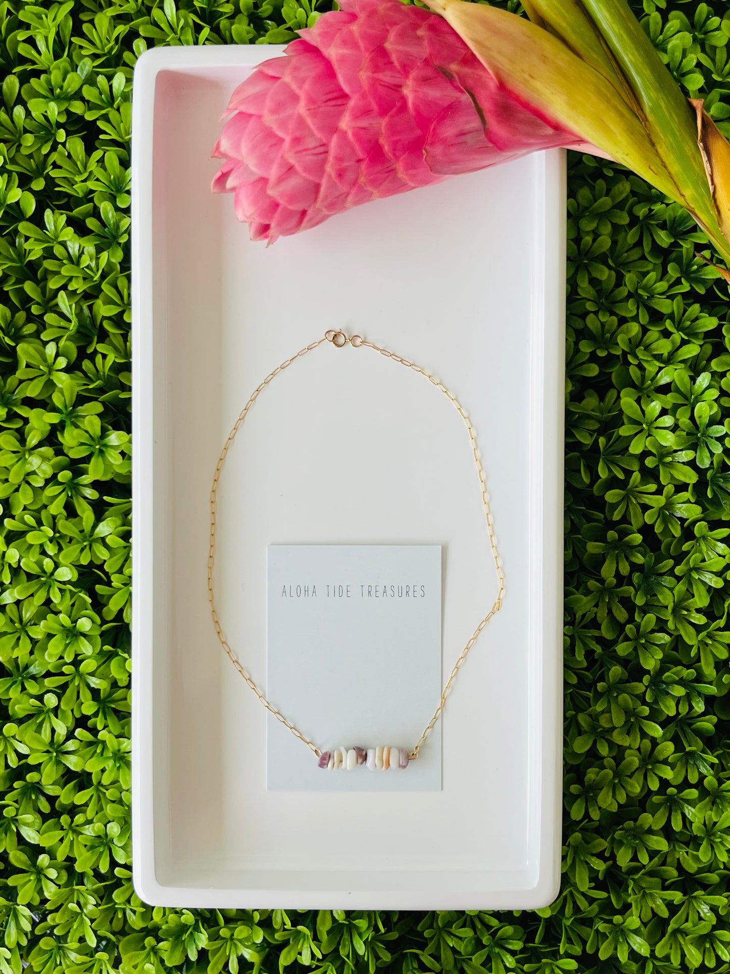 14K GF Dainty Puka Sand-Bar Necklace 16”