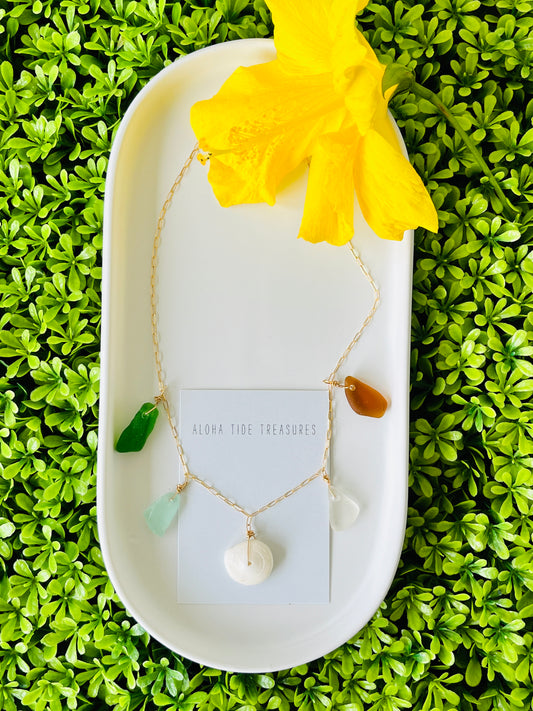 14K GF Dangle Necklace Seaglass