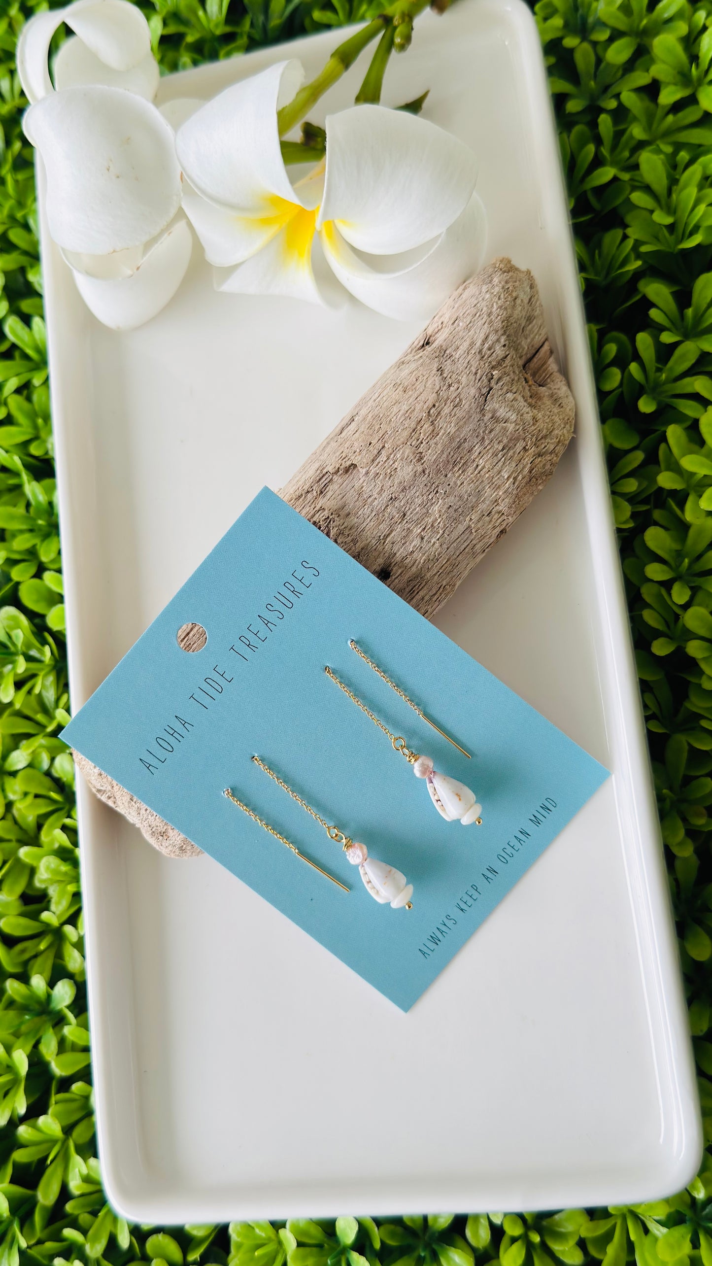 14K GF Pearl/Cone/Puka Threader Earrings