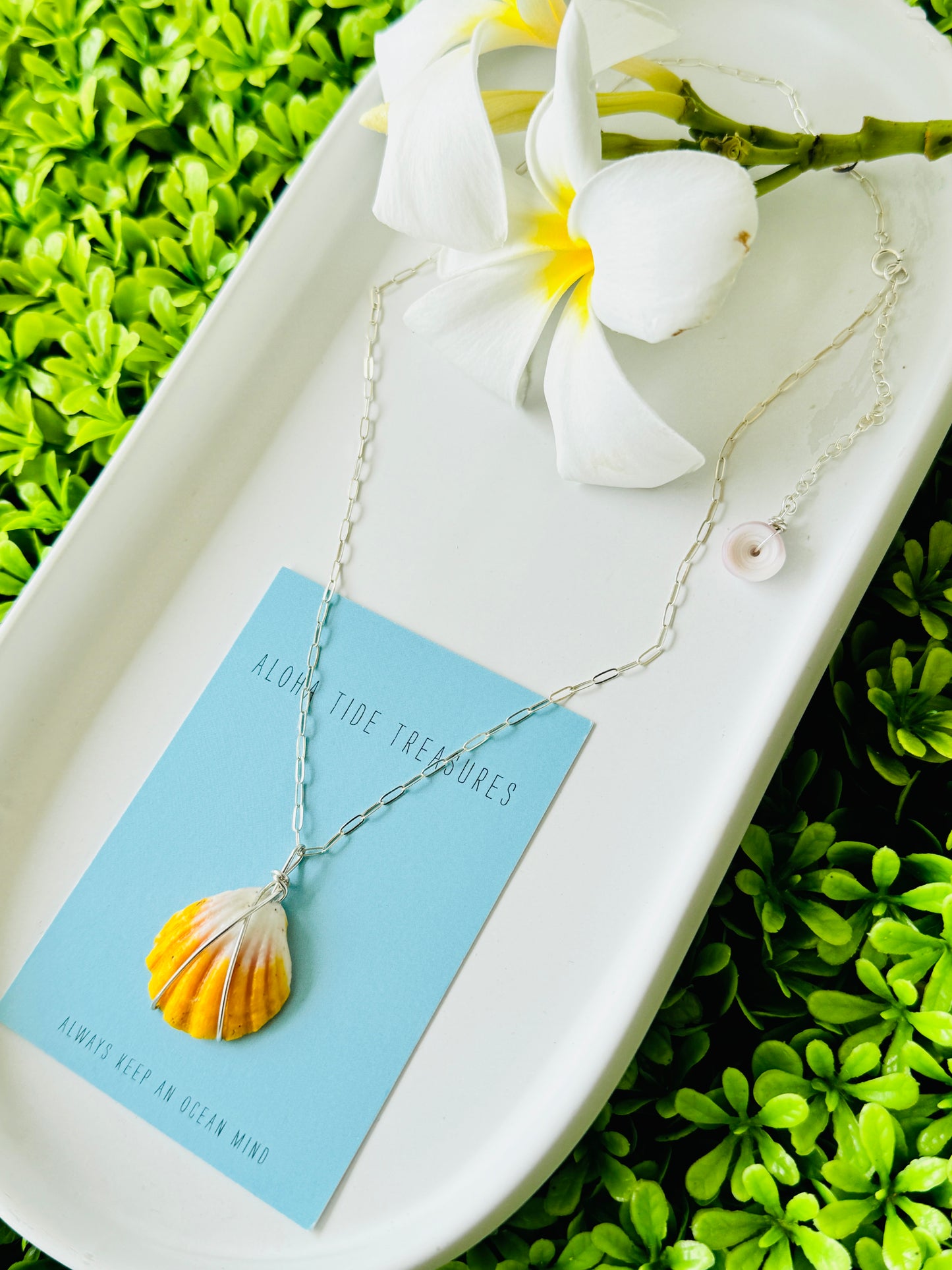 Sterling Silver Sunrise Shell Necklace 16”