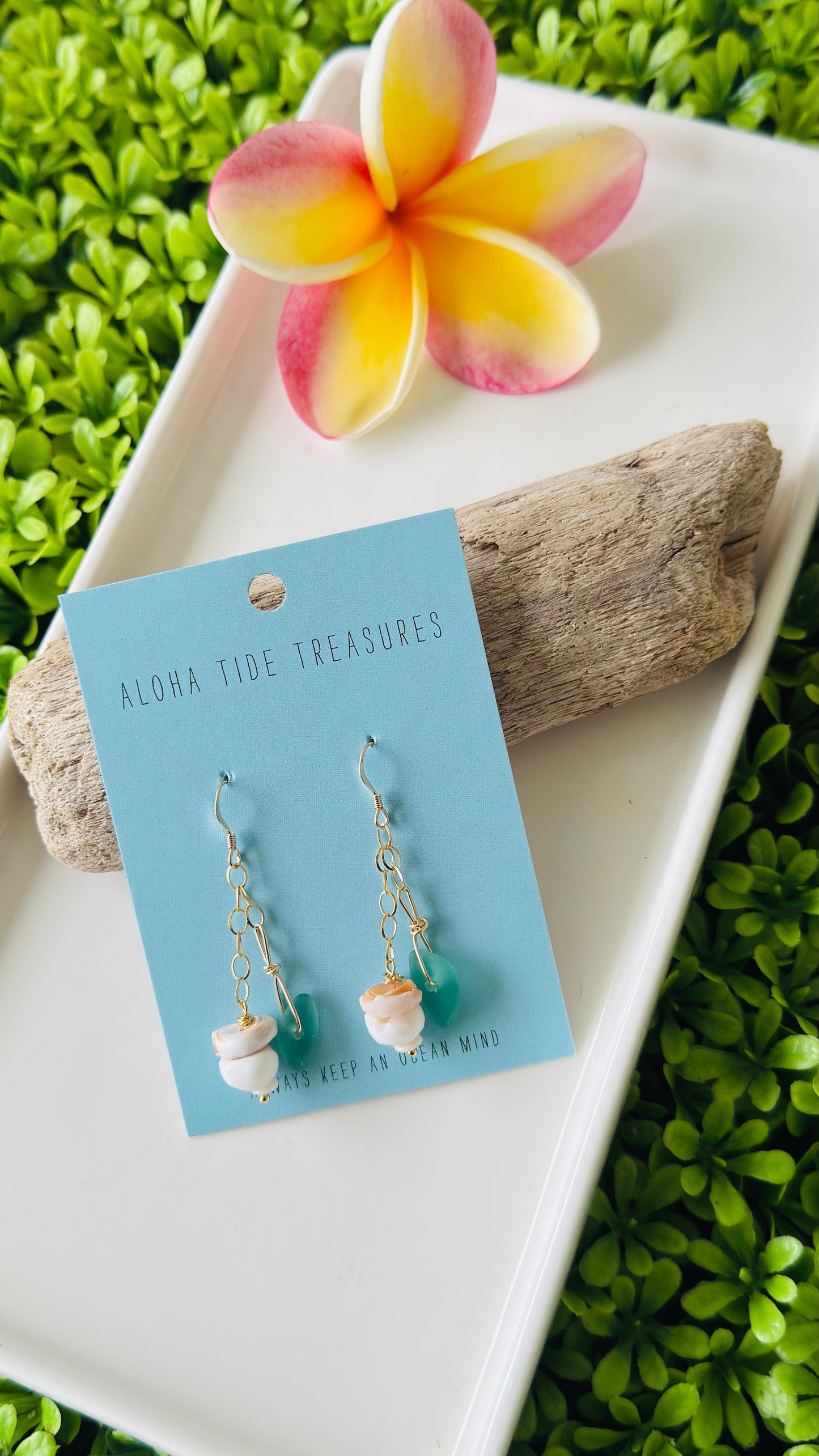 14K GF Dangle Puka/Seaglass Earrings
