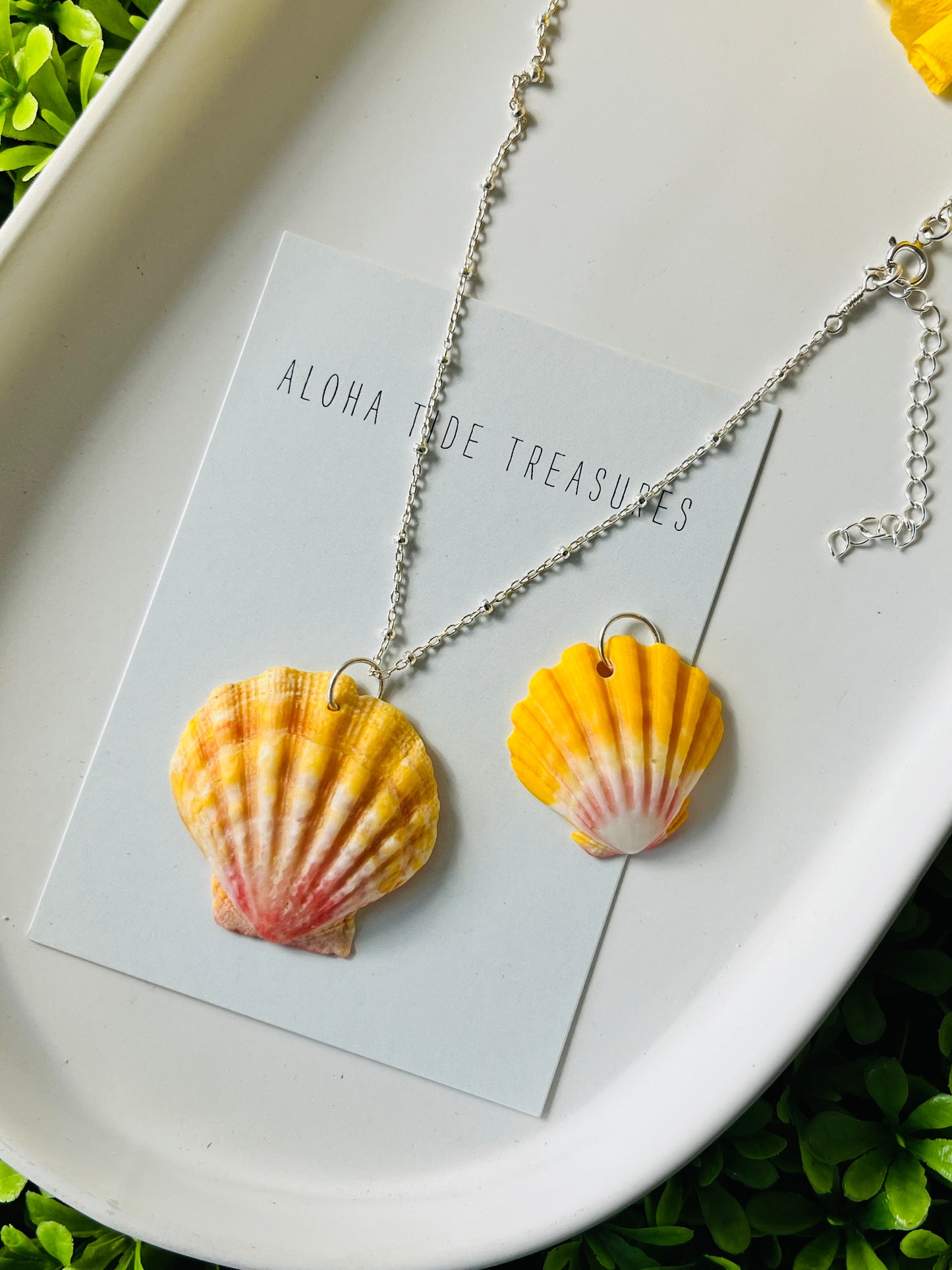 Sterling SIlver Sunrise Shell Necklace 15” - Bonus shell