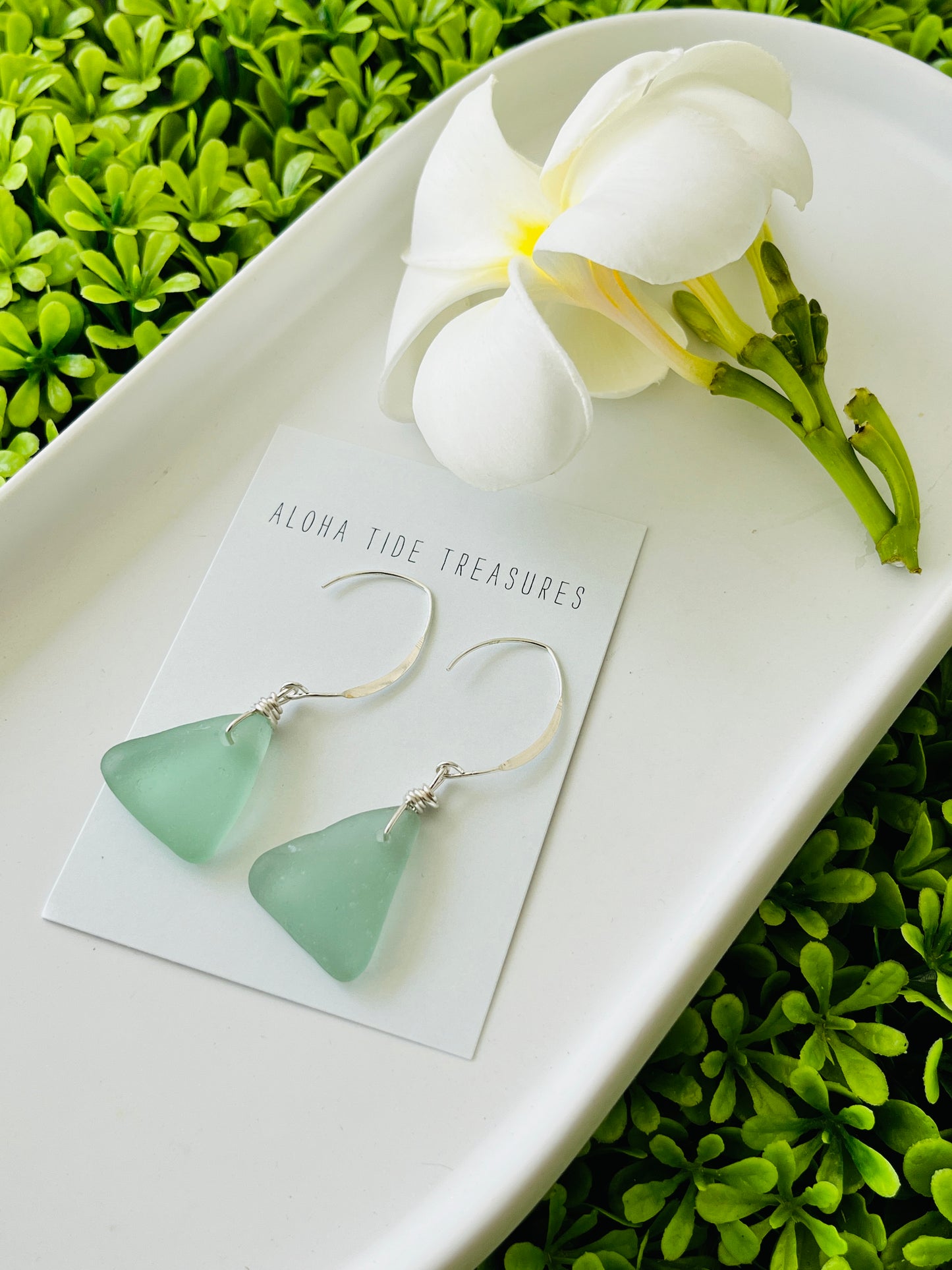 Sterling Silver Blue Sea Glass Earrings - Ashlee