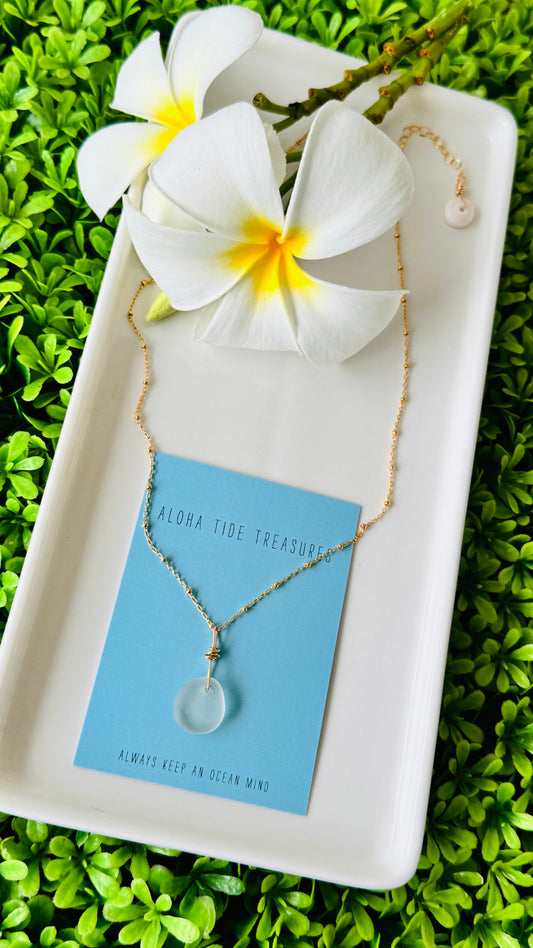 14K GF White Seaglass Necklace 16”