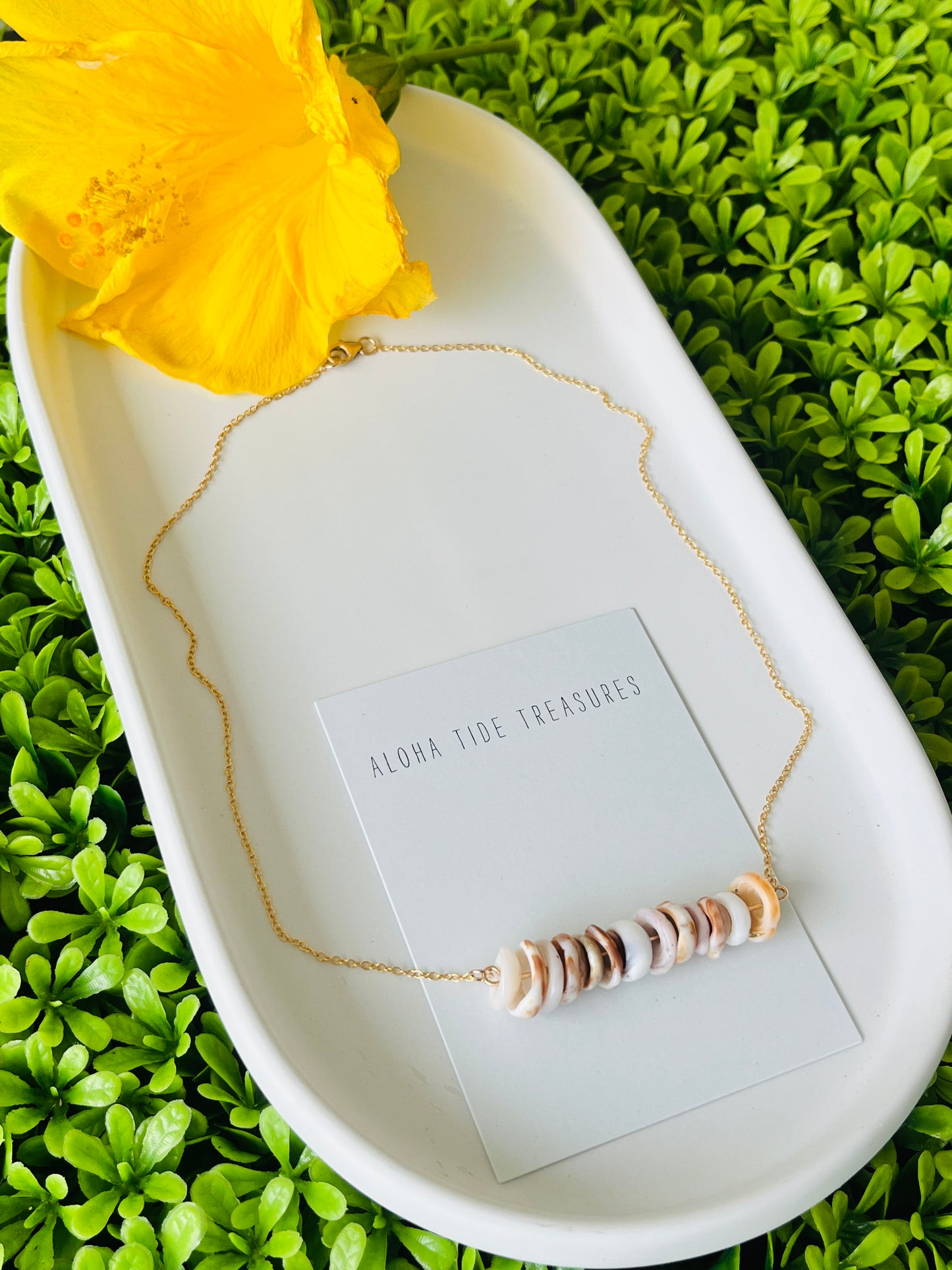 14K GF Dainty Puka Sand-Bar Necklace 16”