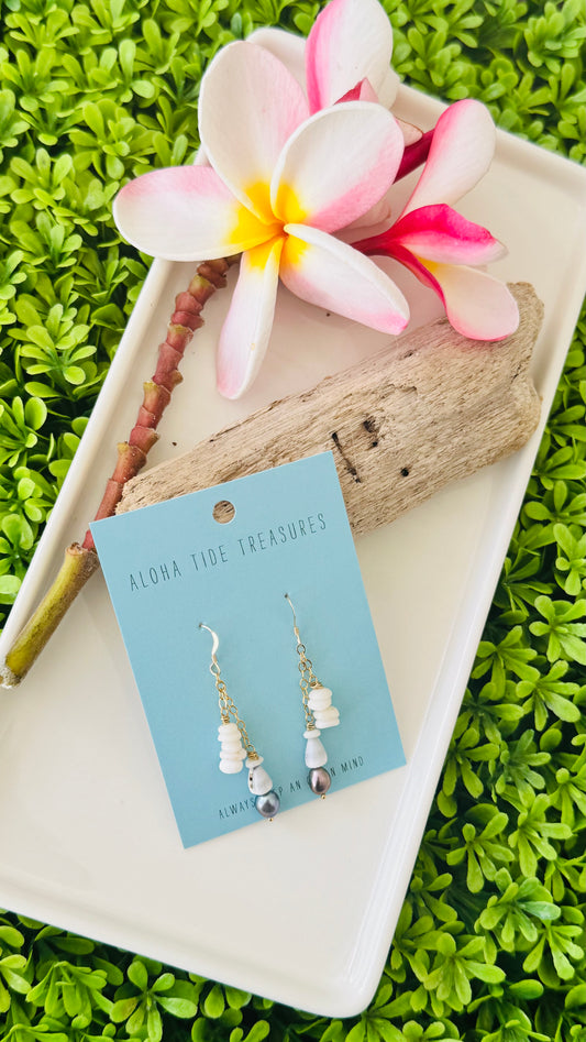 14K GF Puka/Pearl Dangle Earrings