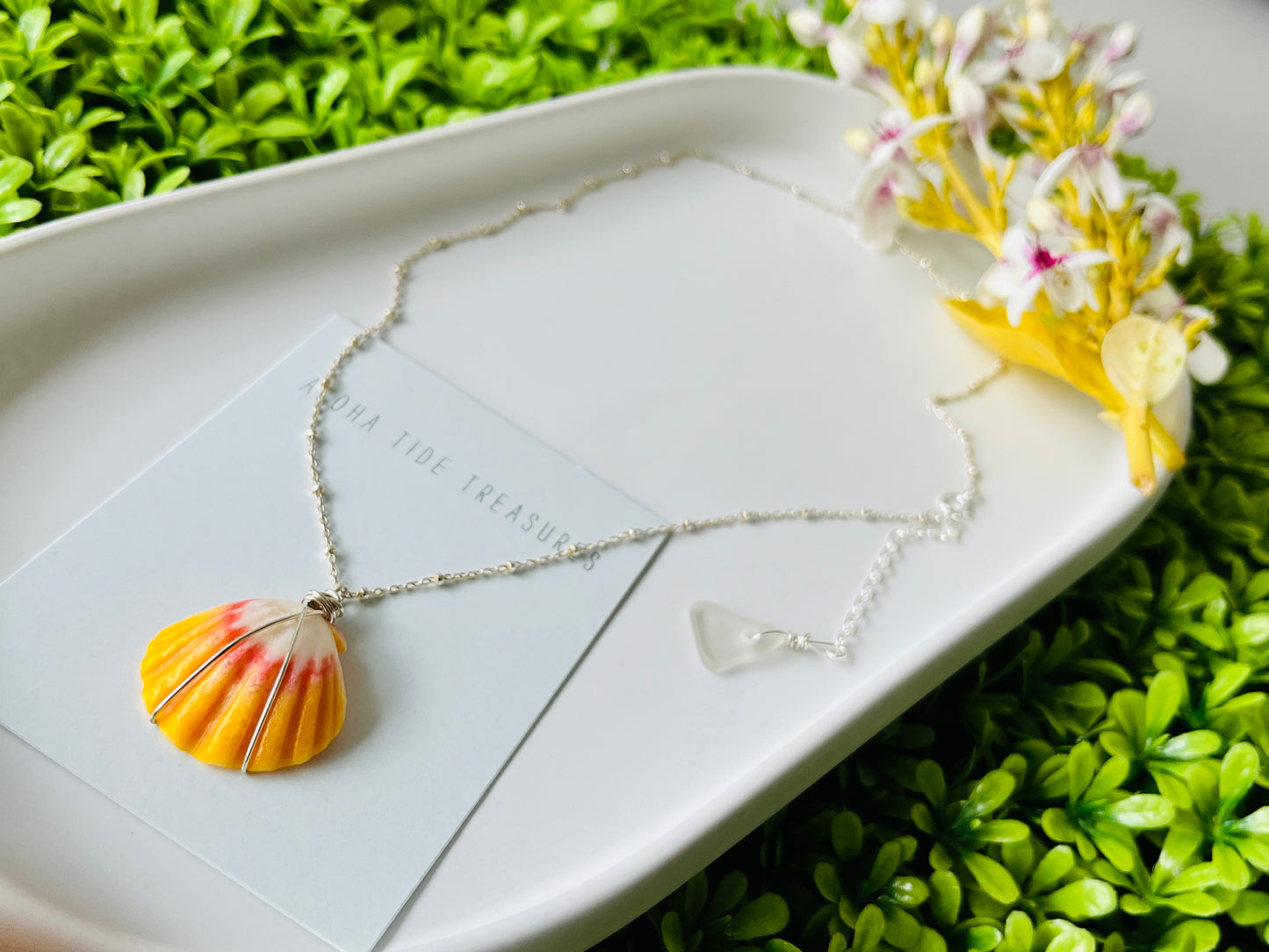 Sterling Silver Sunrise Shell Necklace 16”