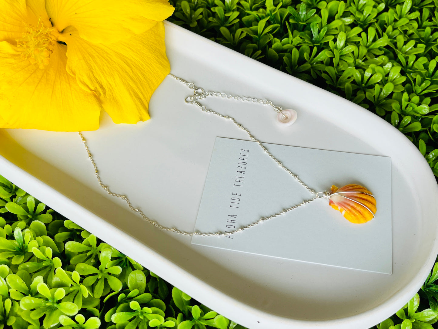 Sterling SIlver Sunrise Shell Necklace 14”