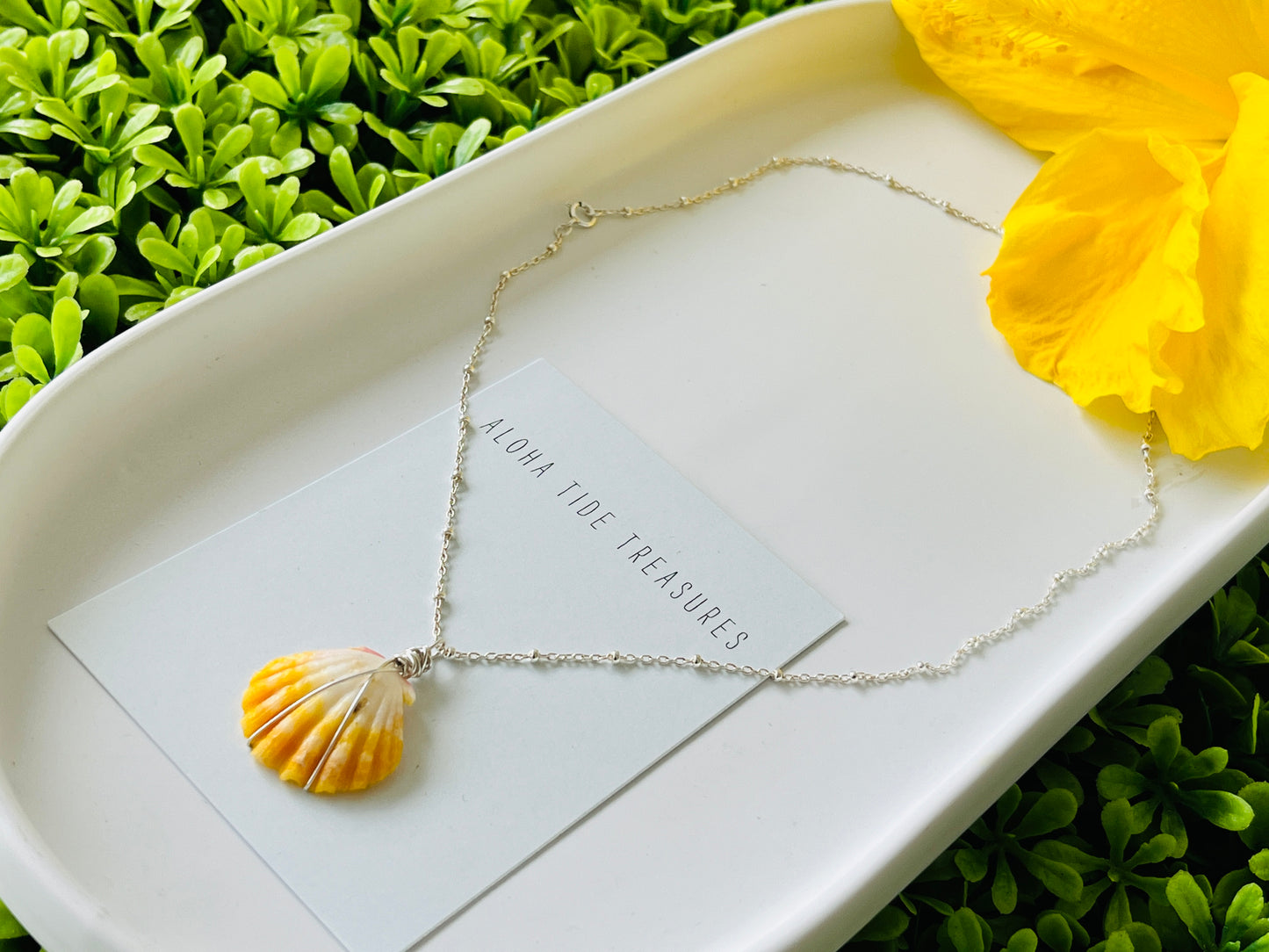 Sterling Silver Sunrise Shell Necklace 16” - Cessily