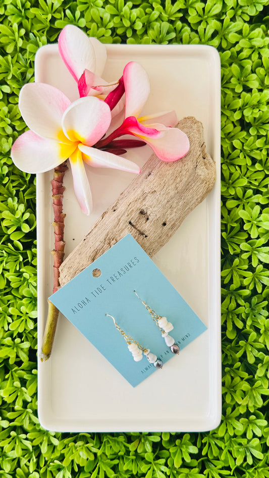 14K GF Puka/Pearl Dangle Earrings
