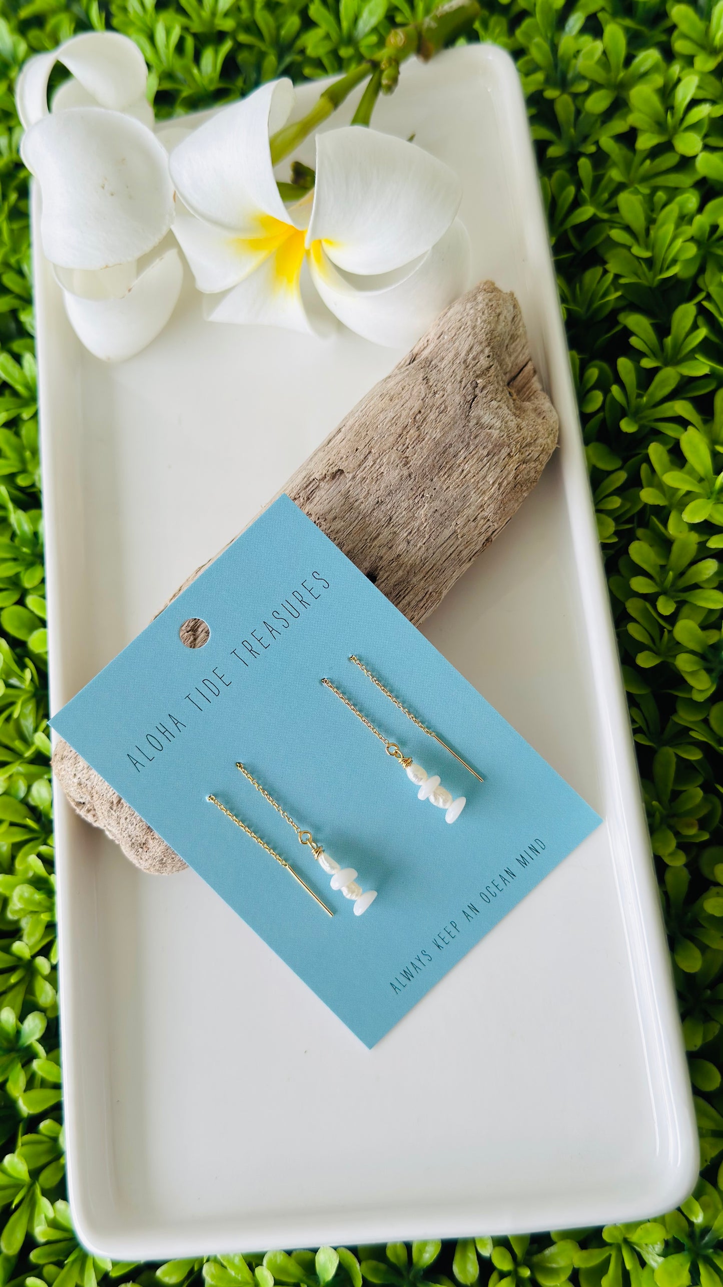 14K GF Puka/Pearl Threader Earrings
