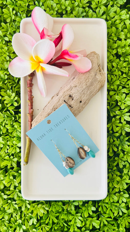 14K GF Puka/Cowrie Dangle Earrings