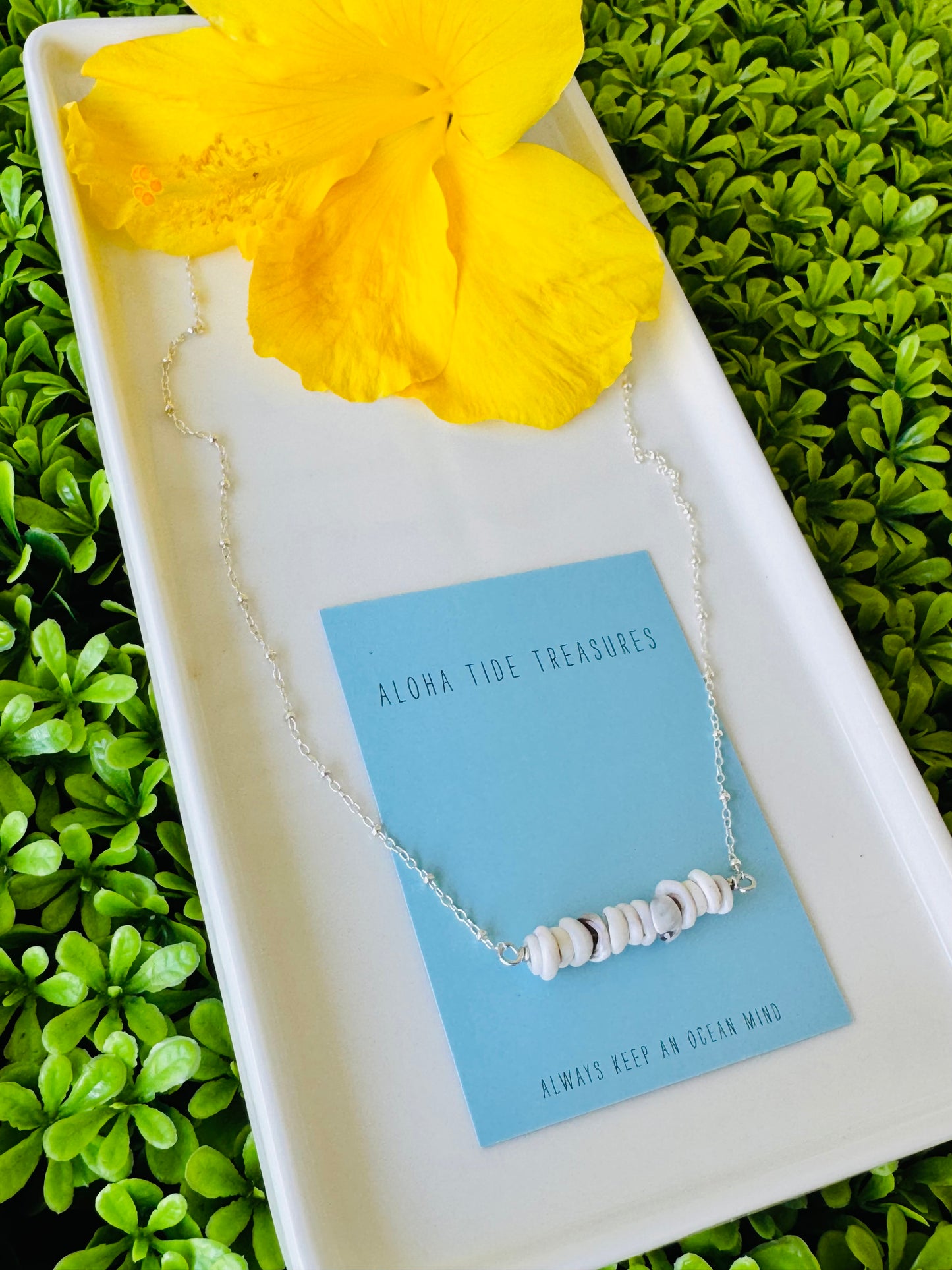 Sterling Silver Dainty Puka Sand-Bar Necklace 20” - Karla