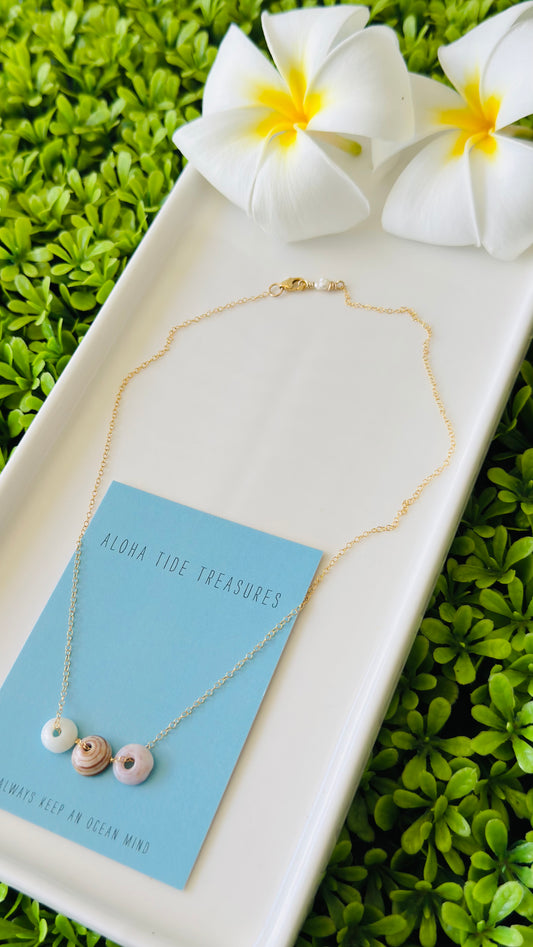 14K GF Floating Pukas Necklace 16”