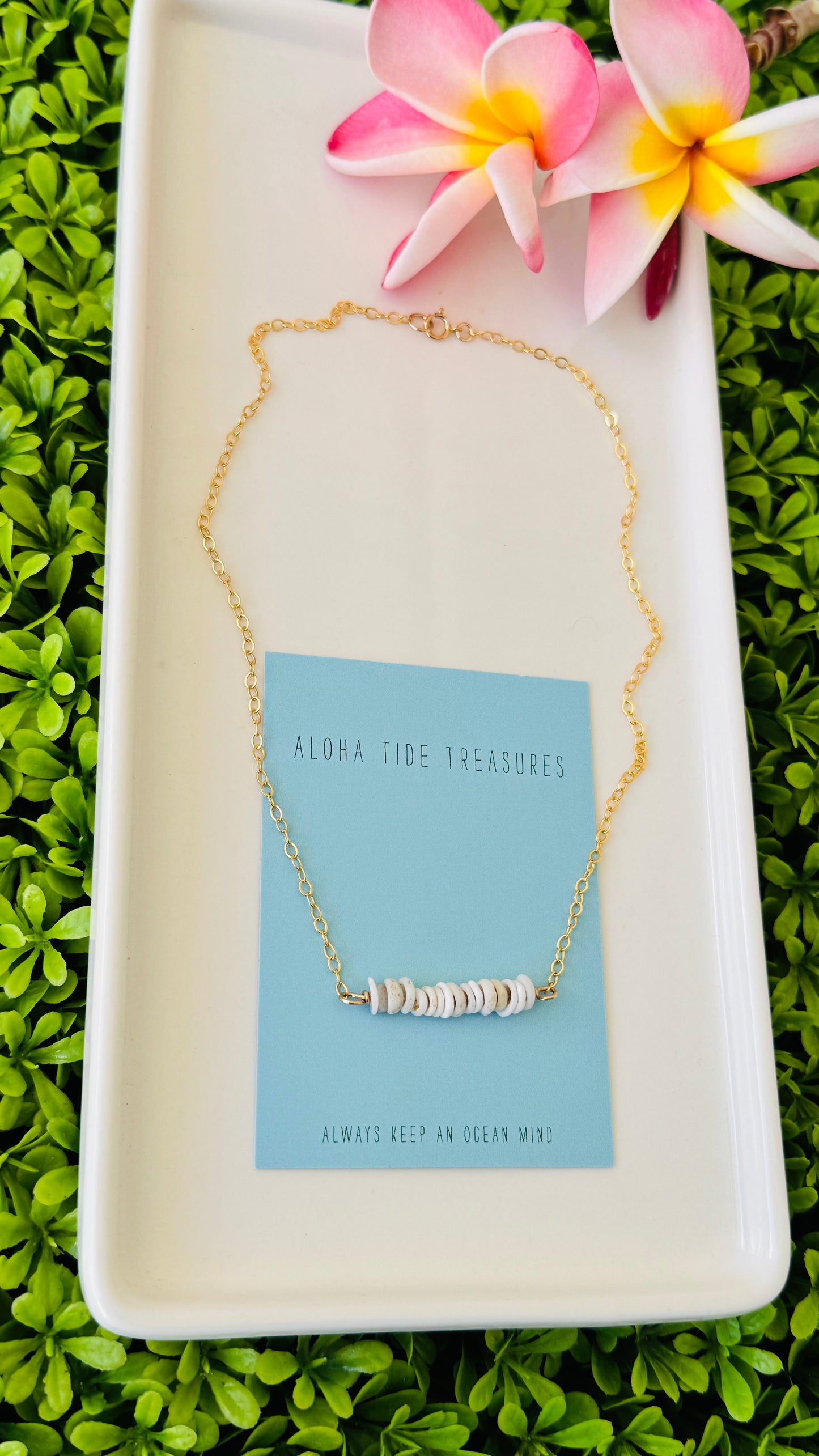 14K GF Dainty Puka Sand-Bar Necklace 16”