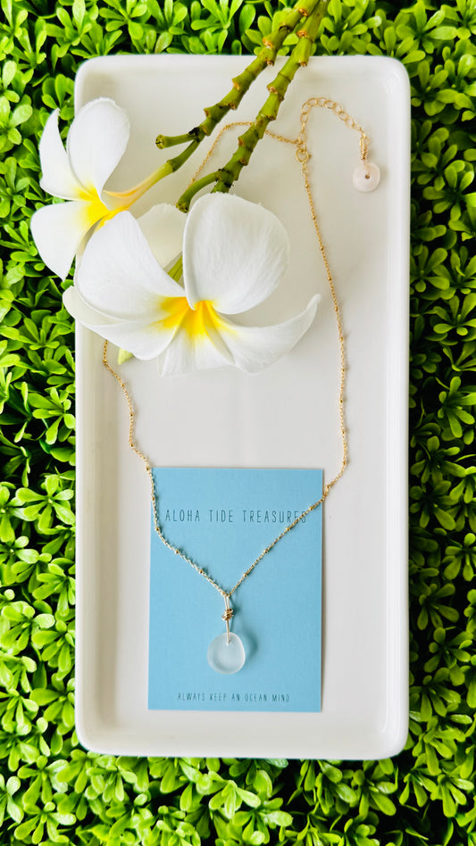 14K GF White Seaglass Necklace 16”