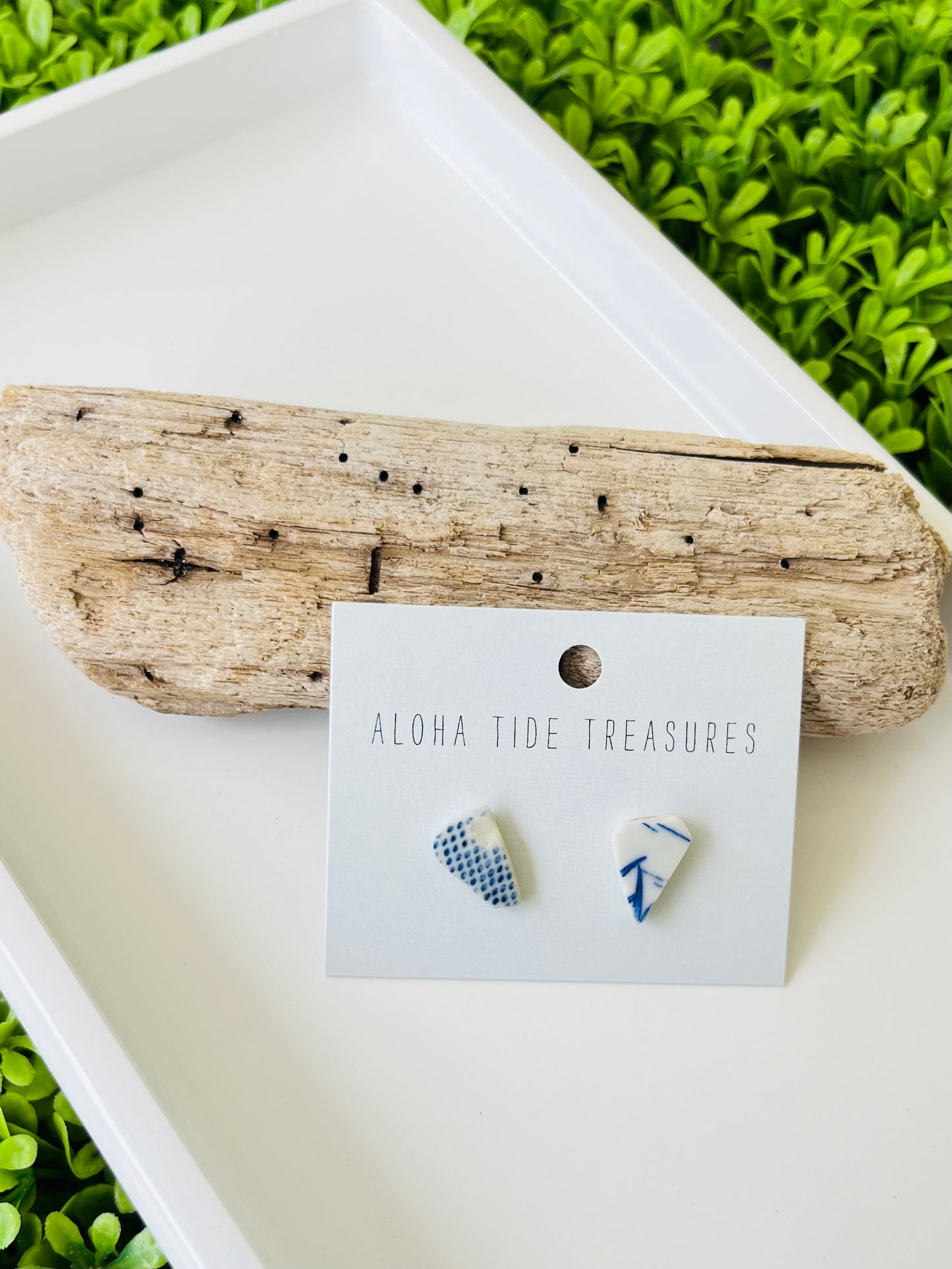 Sterling Silver Sea Pottery Stud Earrings