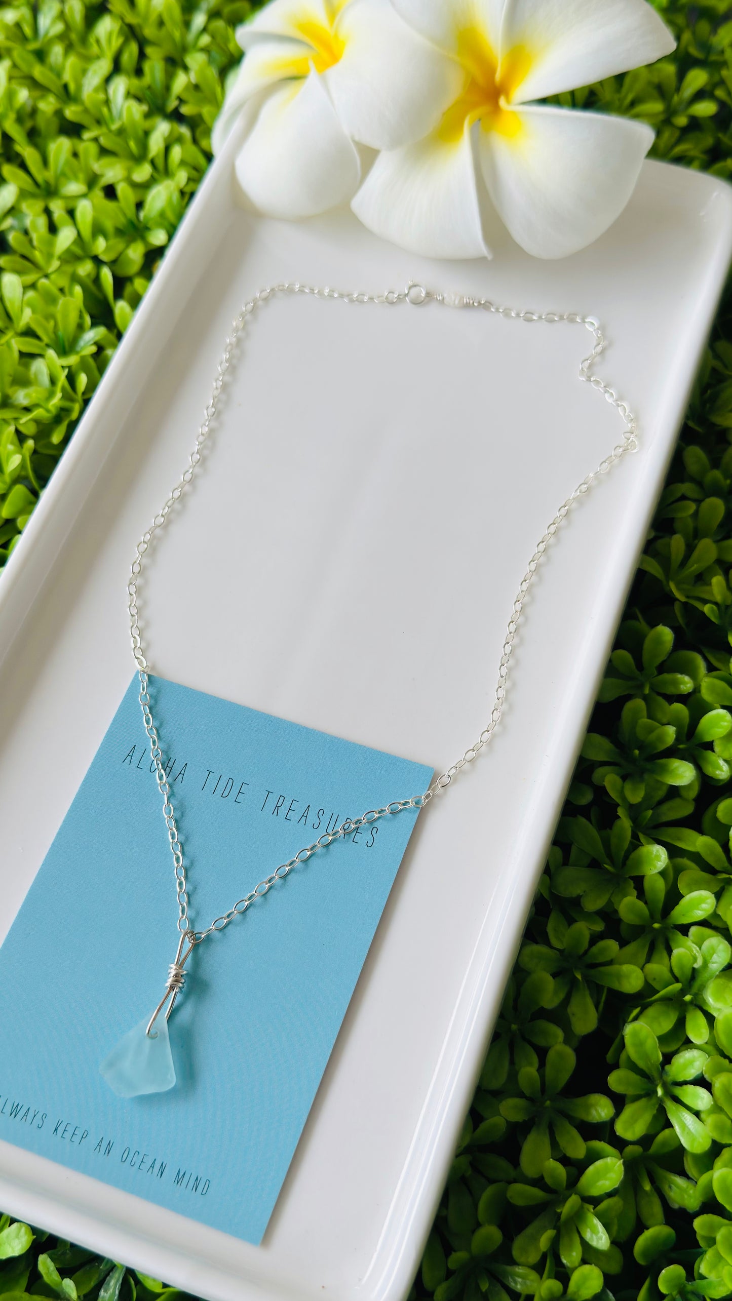 SS Seaglass Necklace 16” - Mallory