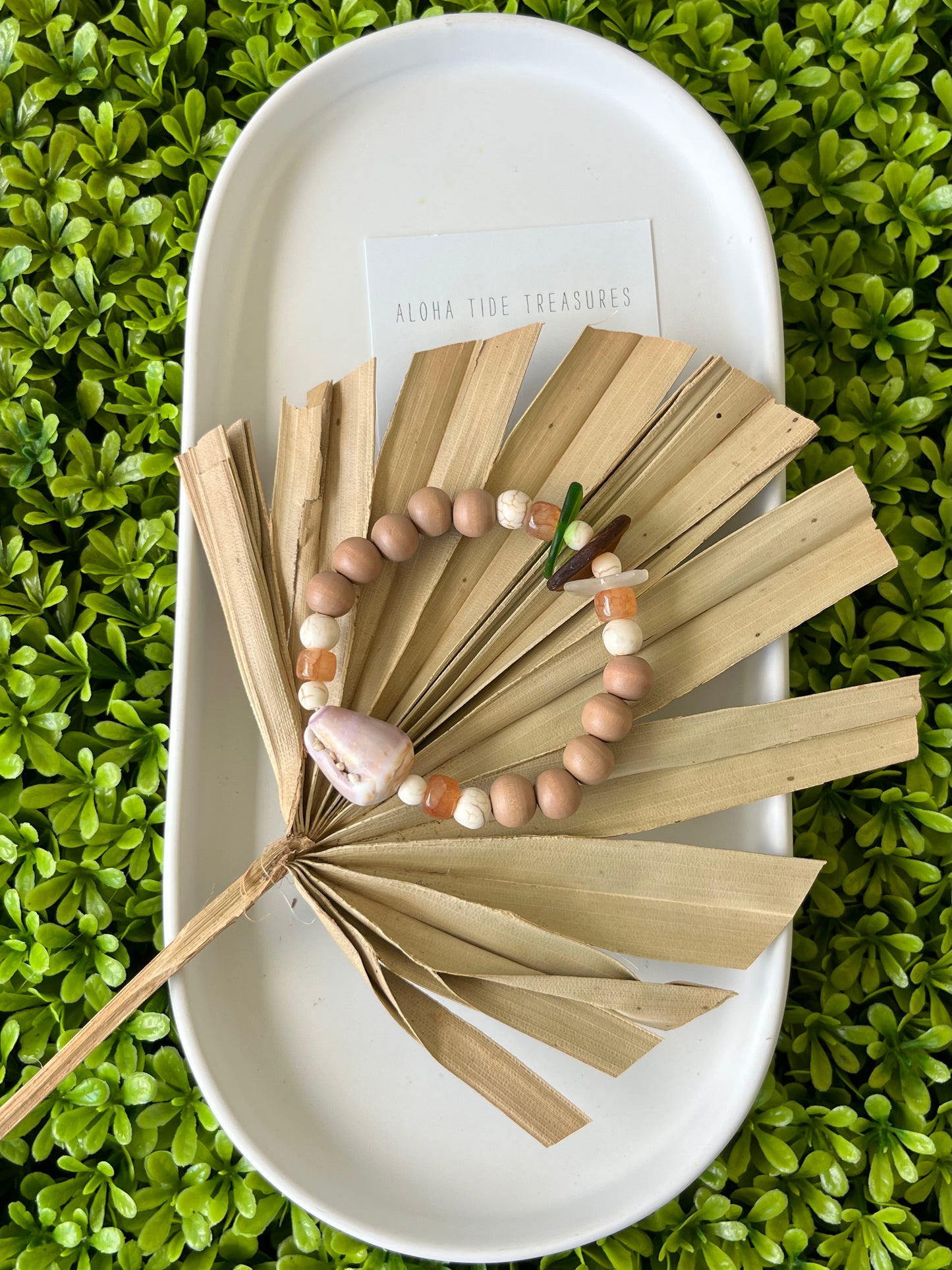 Sea Glass & Cone Shell Bracelet