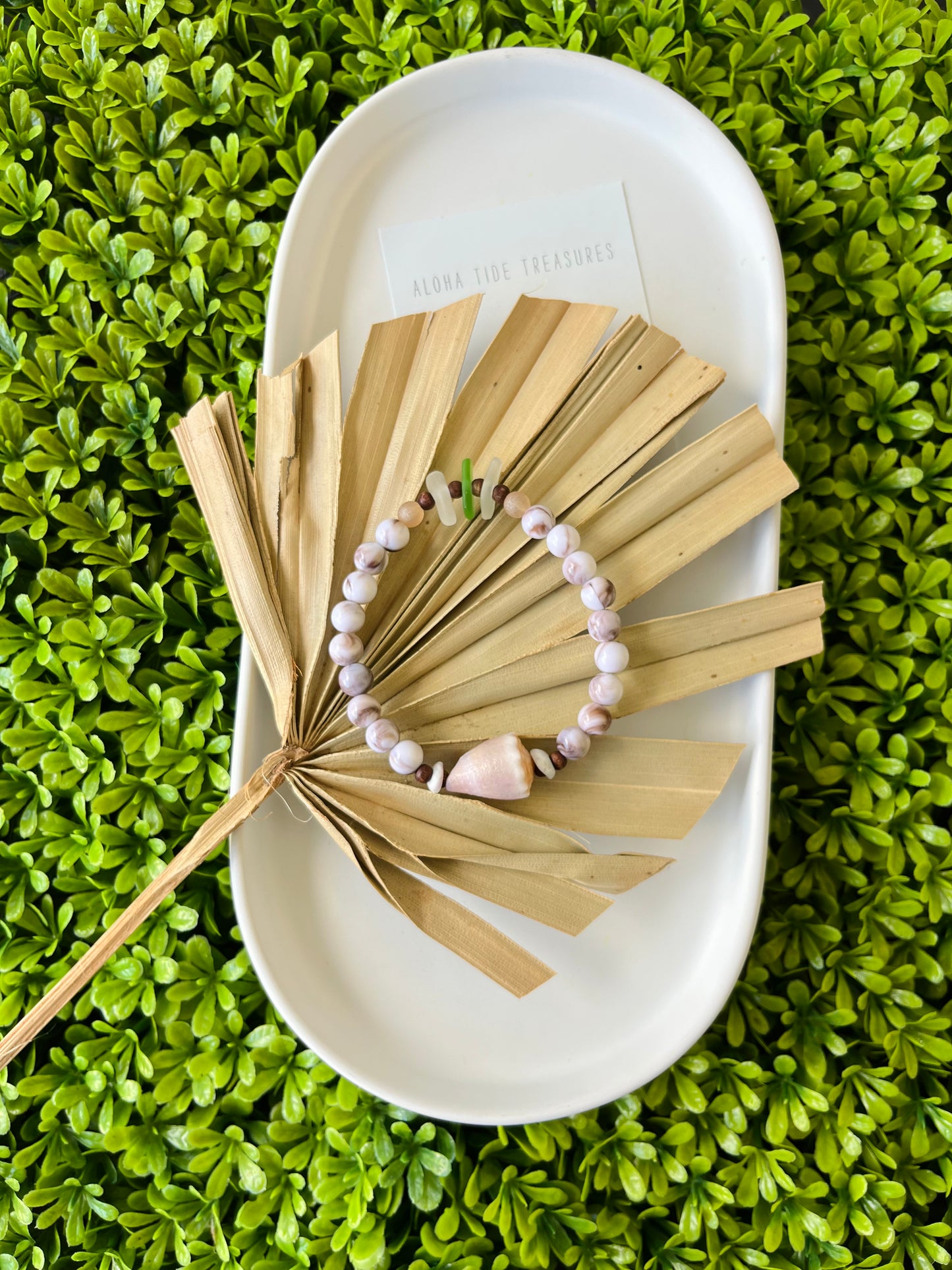 Sea glass and Cone shell bracelet