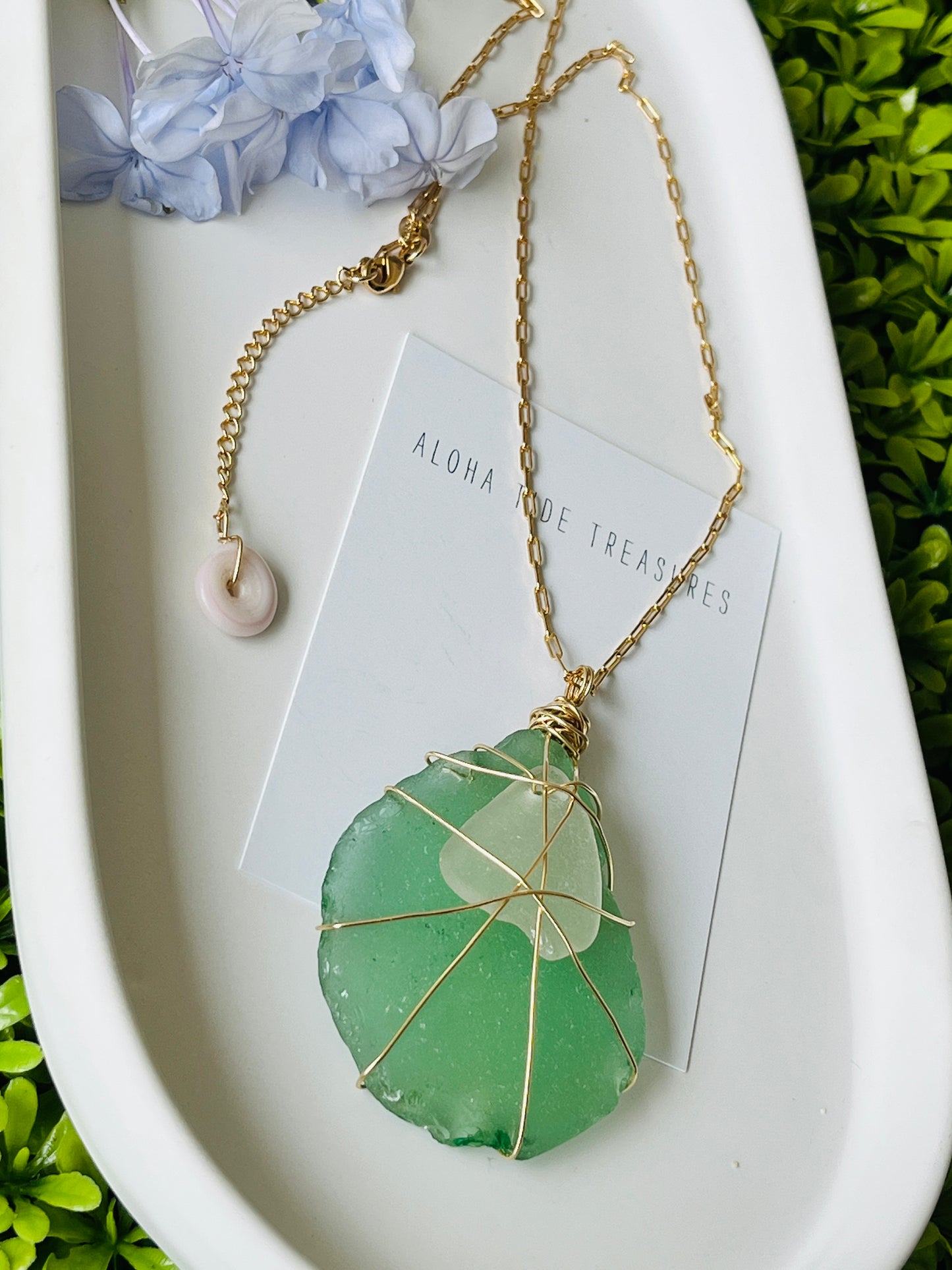 Mamas Sea Glass Necklace 16”