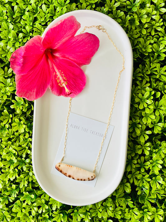 14K GF Cowrie Claw Bar Necklace 18”