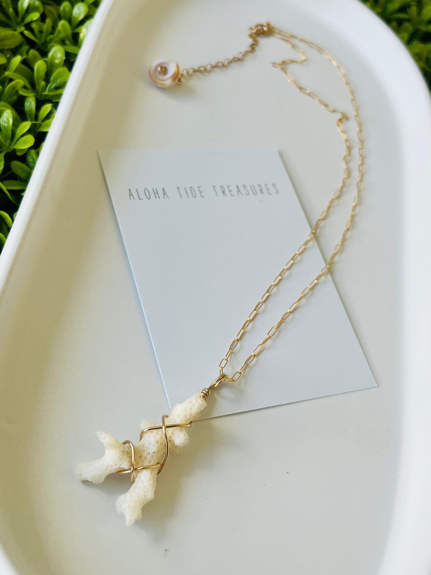 14K GF White Coral Necklace 16”