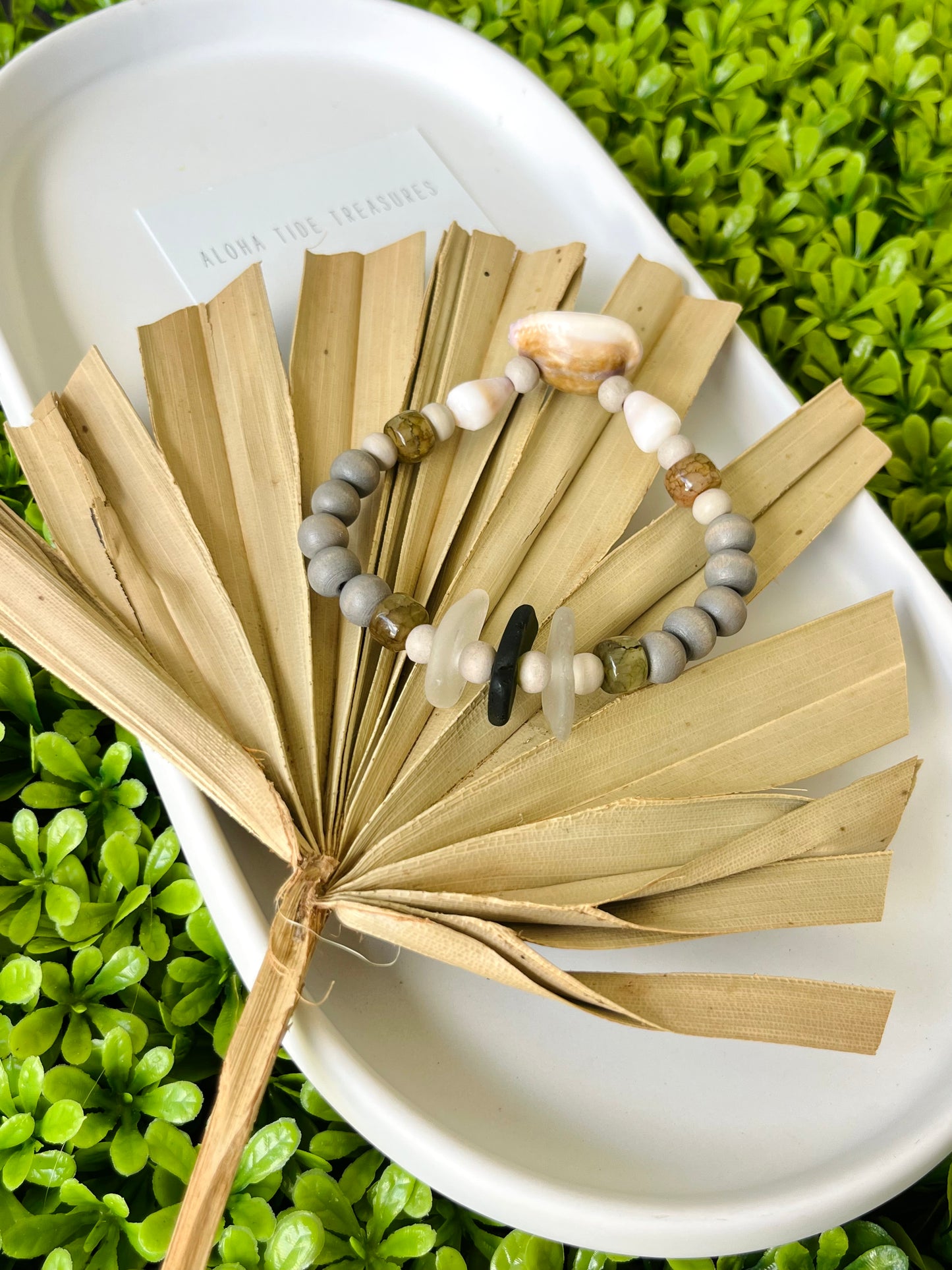 Cowrie & Sea Glass Bracelet